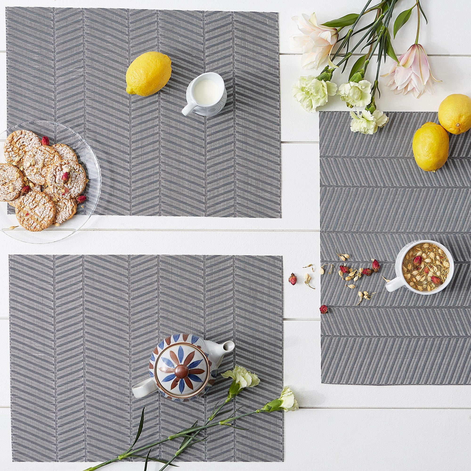 DII Gray Textured Twill Weave Placemat 6 Piece