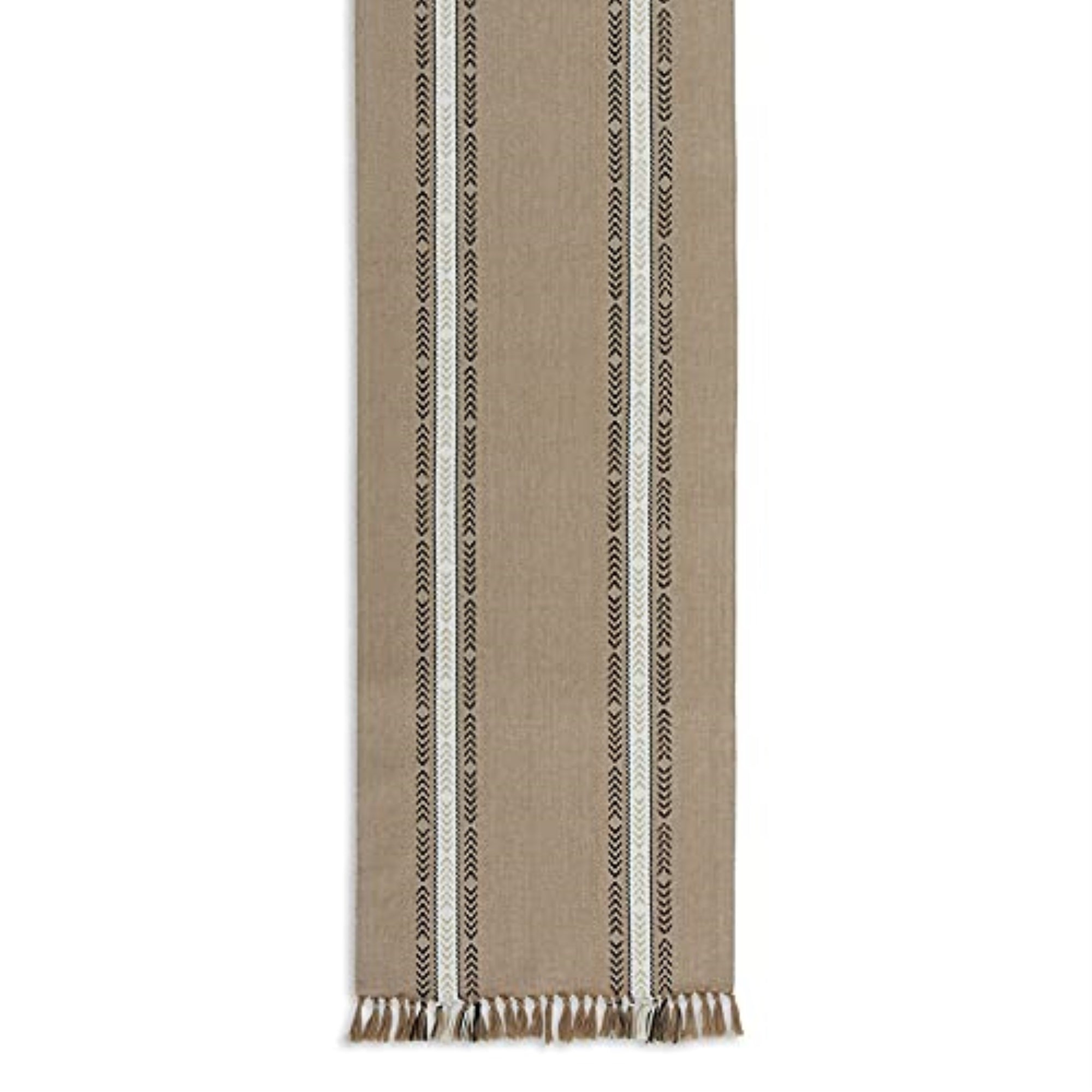 DII Stone Dobby Striped Fringe Ribbed Table Runner 14x108