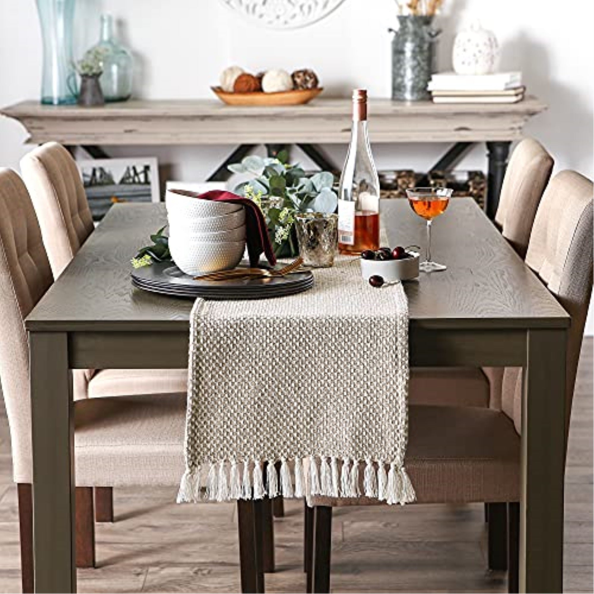 DII Stone Woven Table Runner 15x108''