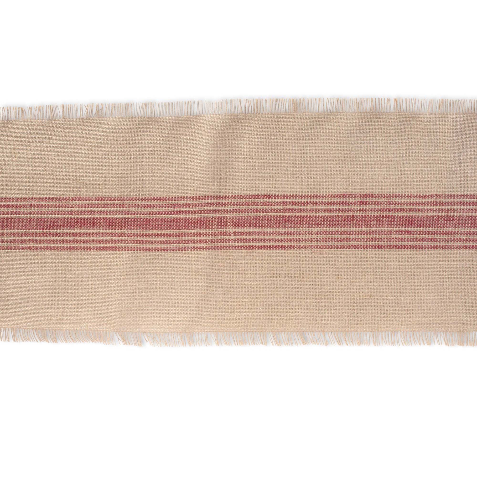 DII Barn Red Middle Stripe Burlap Table Runner  14x108 inches