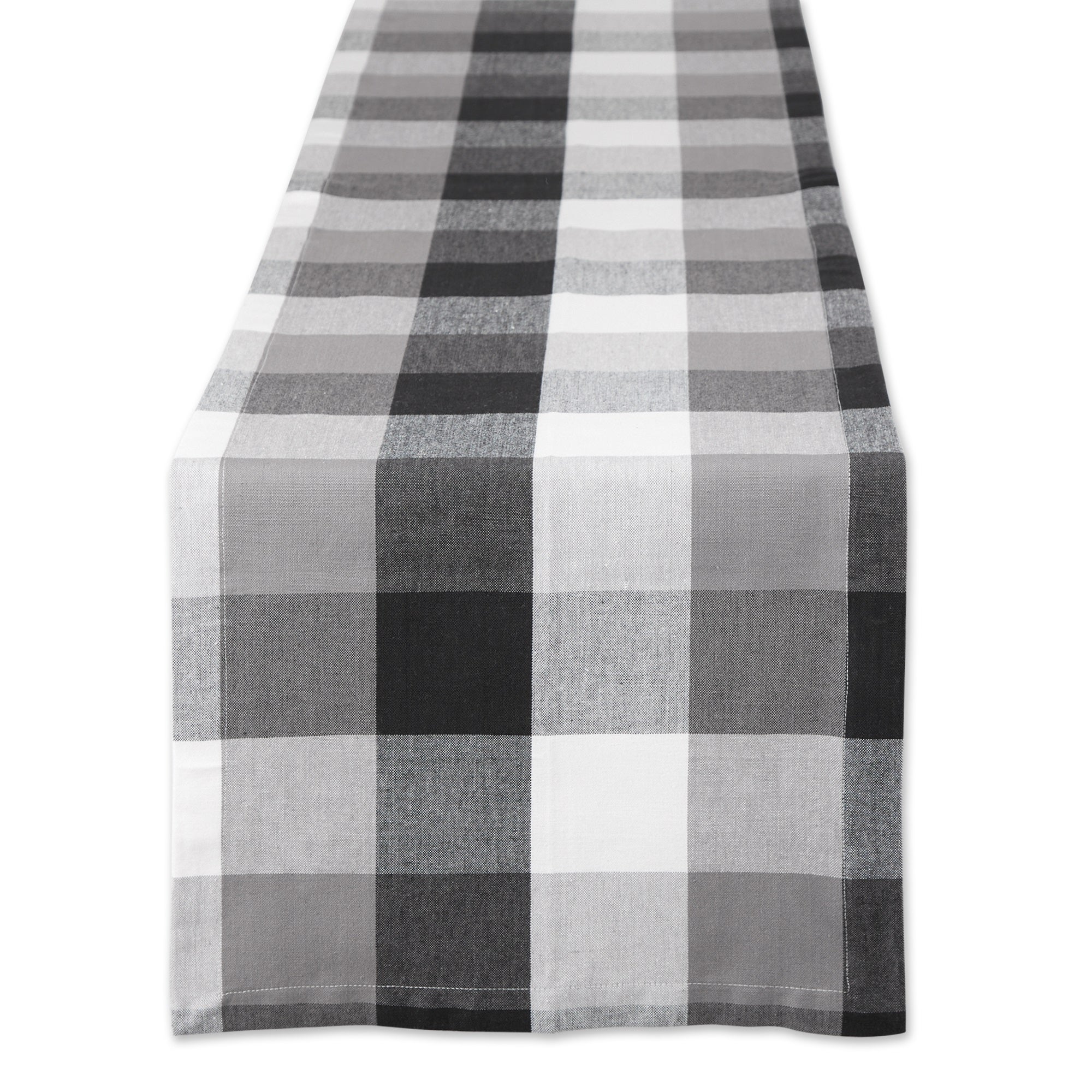 Dii Black Tri Color Check Table Runner