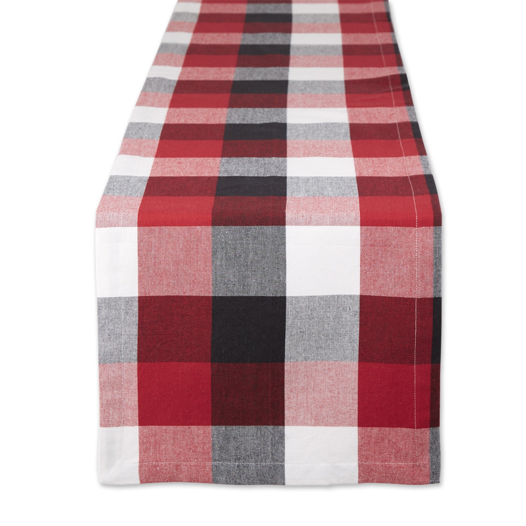 Dii Cardinal Red Tri Color Check Table Runner