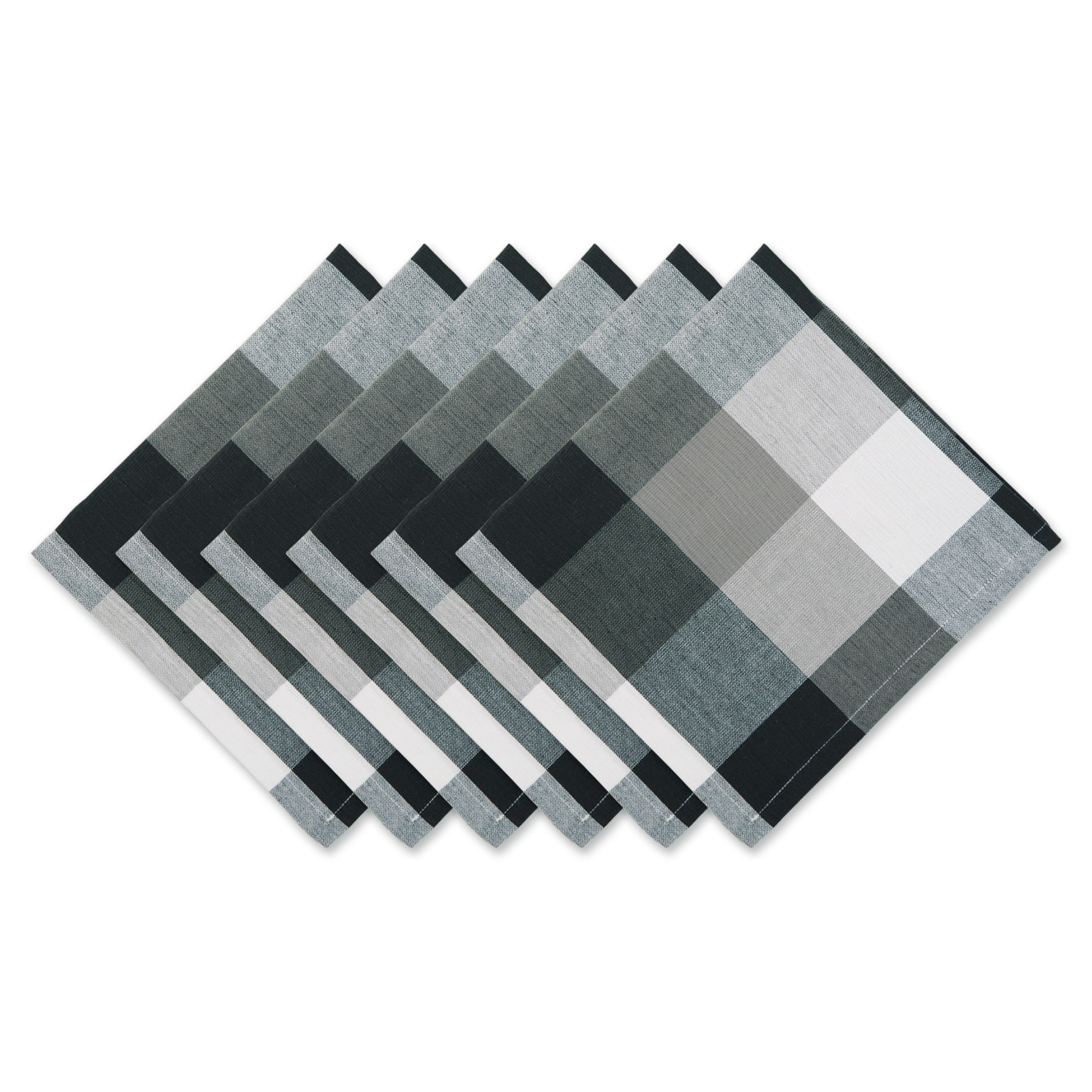 Dii Black Tri Color Check Napkin (Set Of 6)