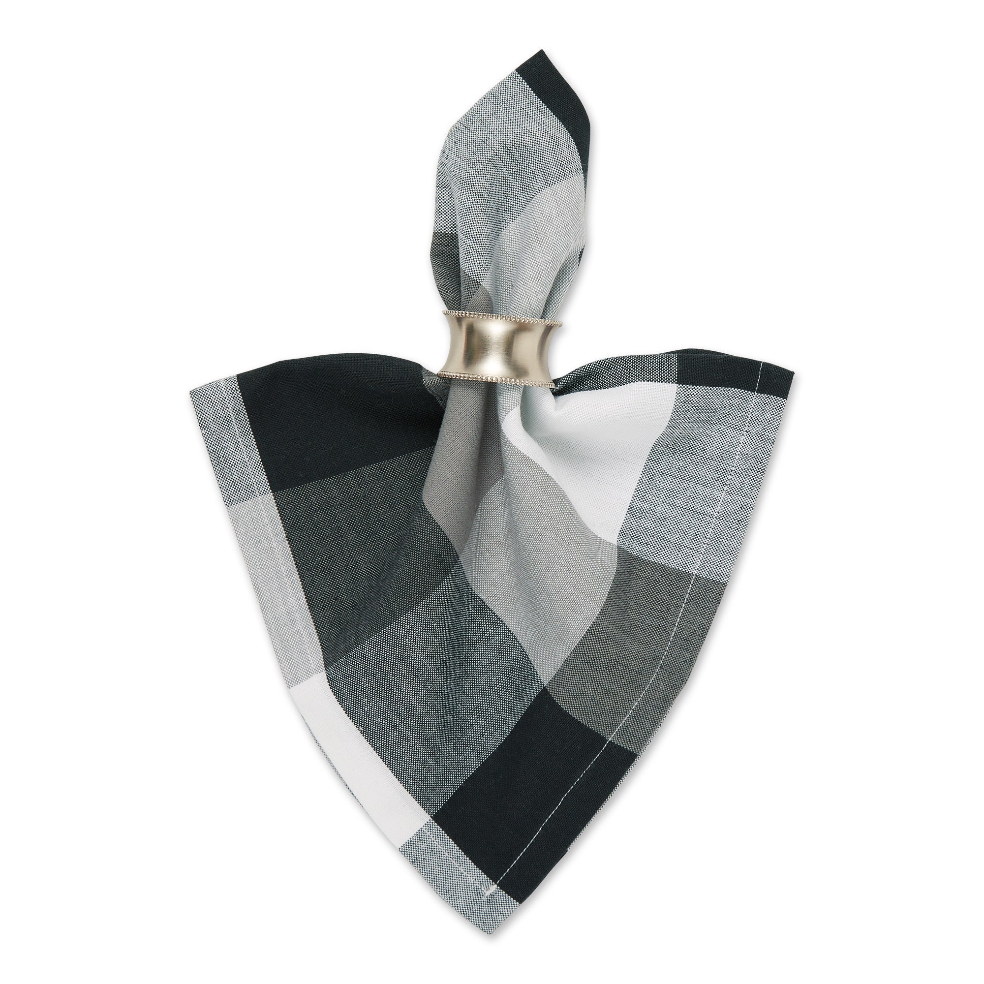 Dii Black Tri Color Check Napkin (Set Of 6)
