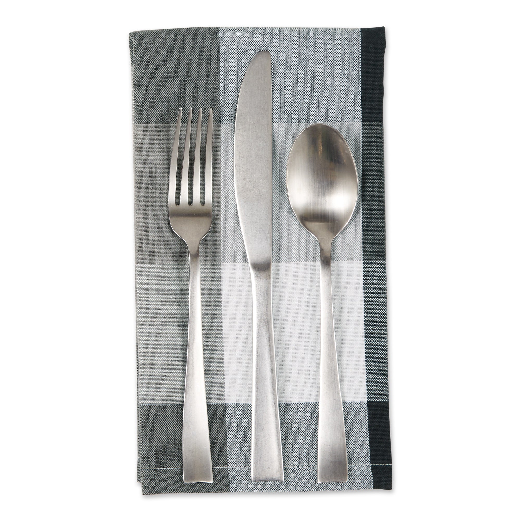 Dii Black Tri Color Check Napkin (Set Of 6)