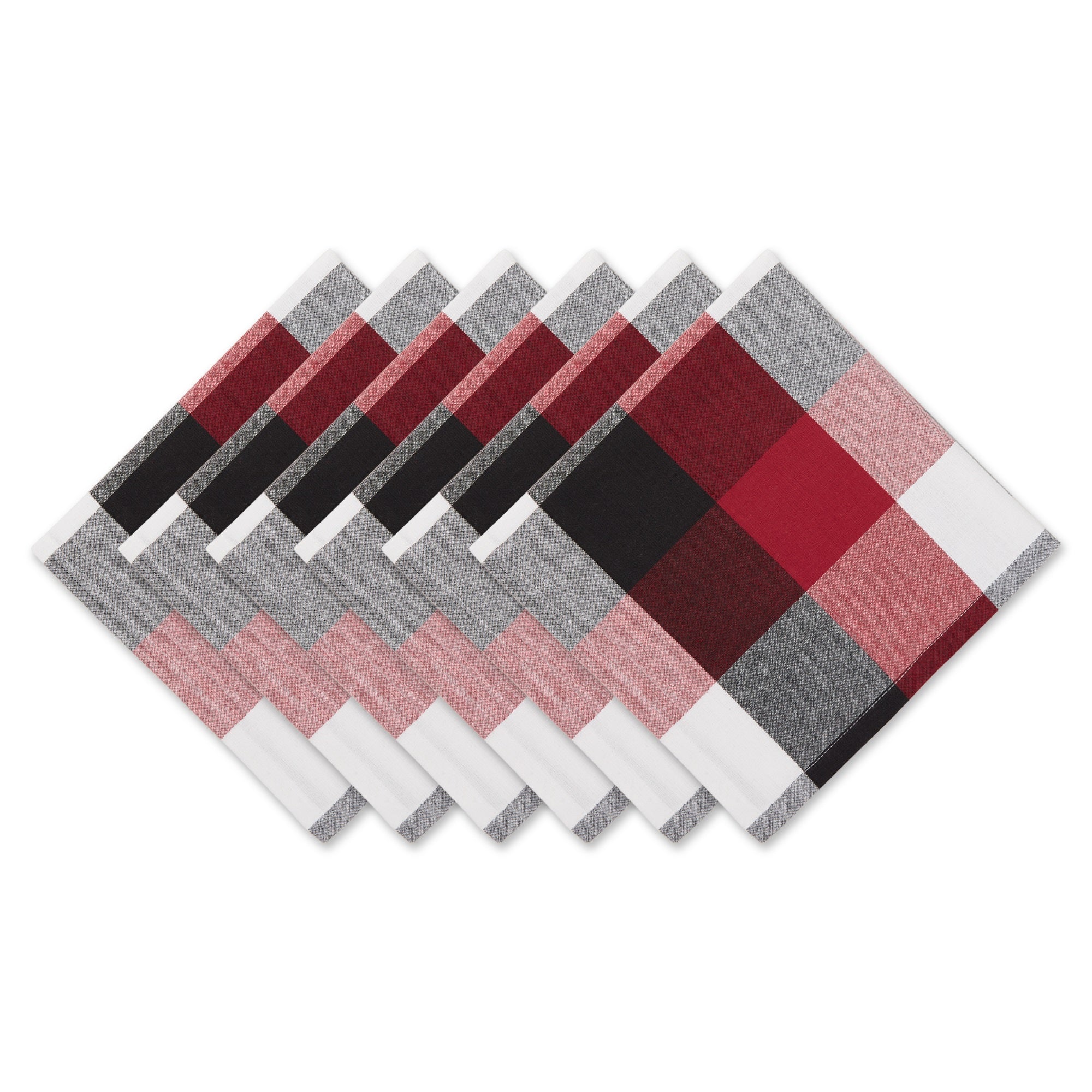 Dii Cardinal Red Tri Color Check Napkin (Set Of 6)
