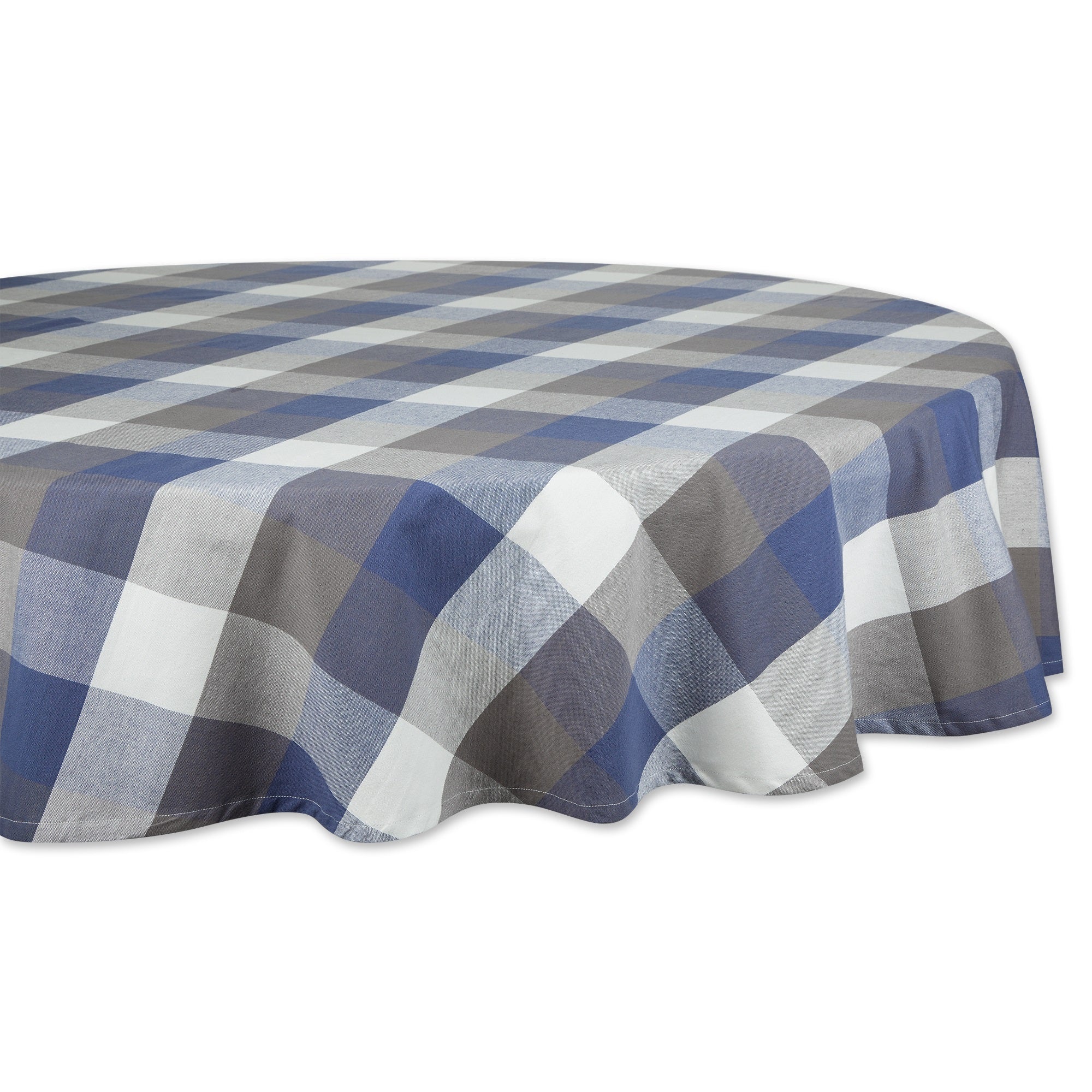 Dii French Blue Tri Color Check Tablecloth 70 Round