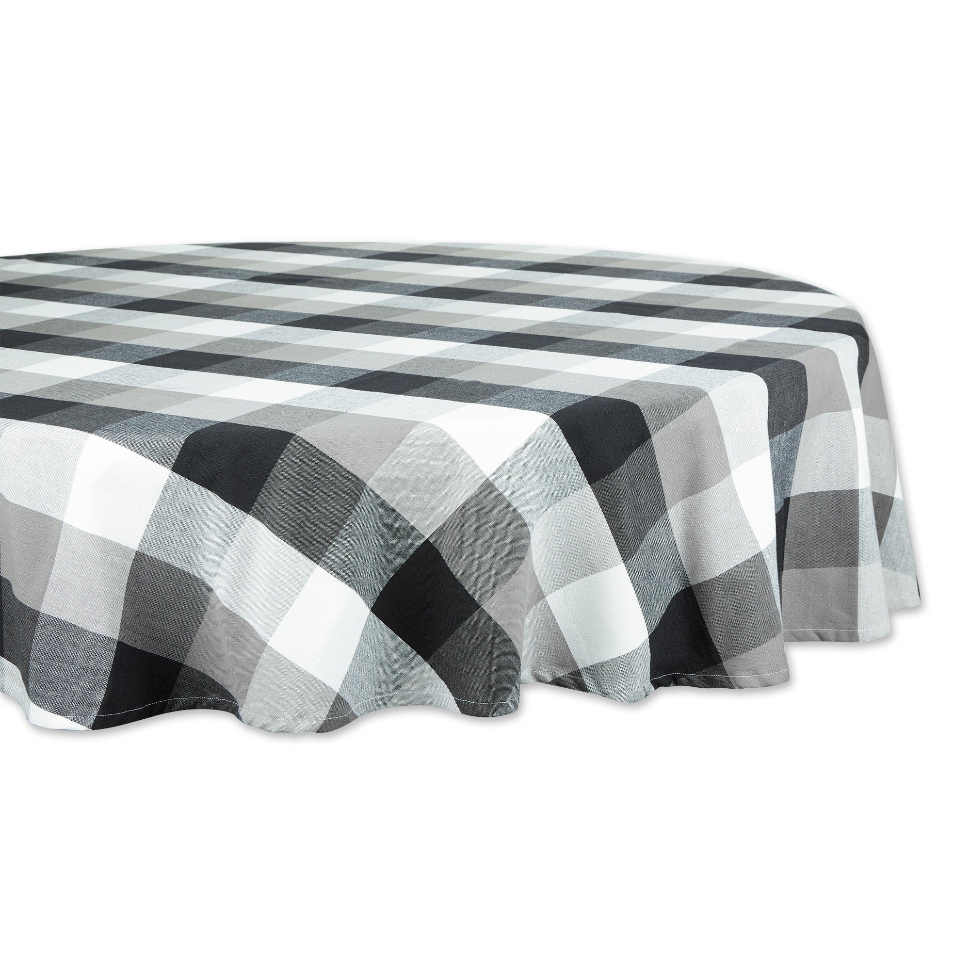 Dii Black Tri Color Check Tablecloth 70 Round
