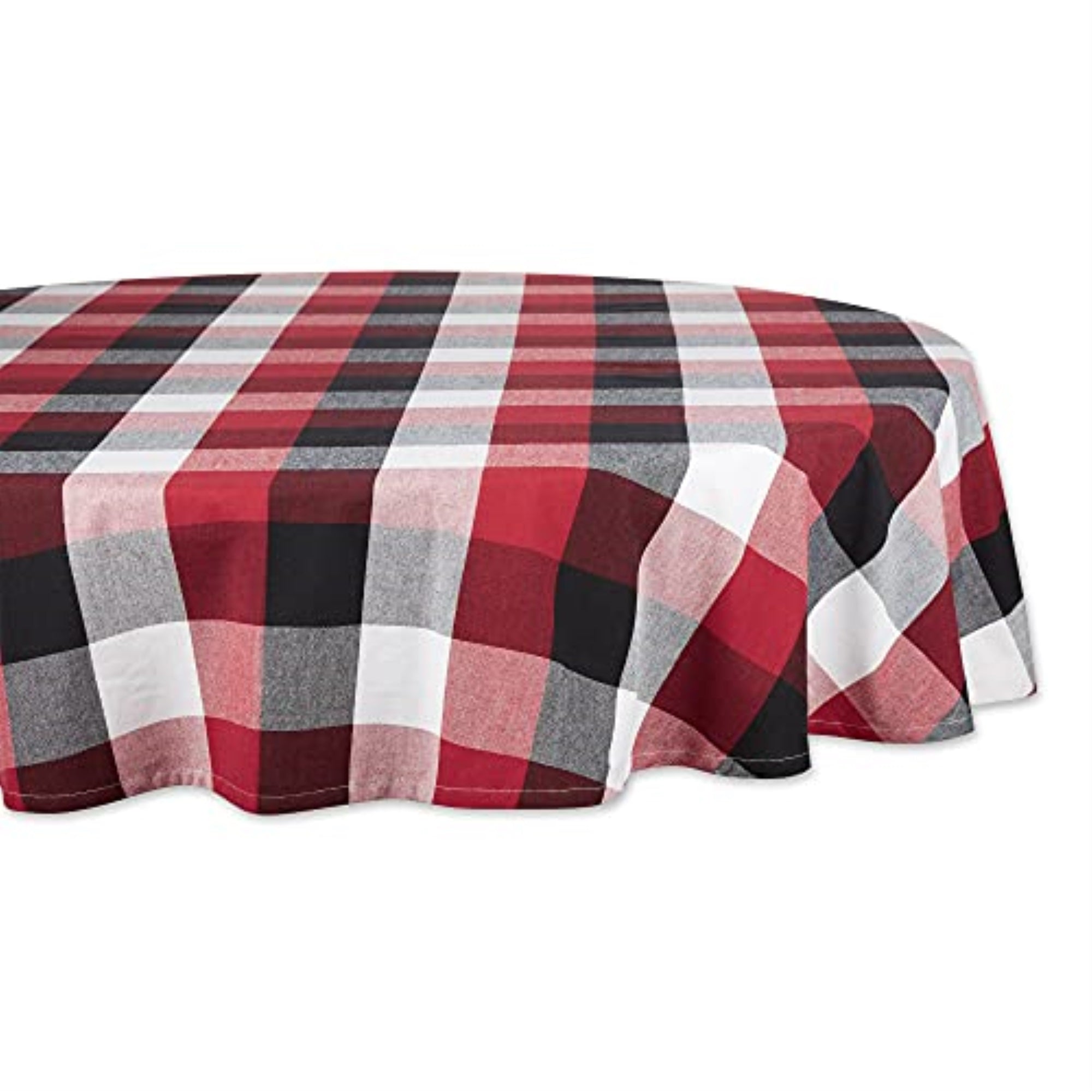 Dii Cardinal Red Tri Color Check Tablecloth 70 Round