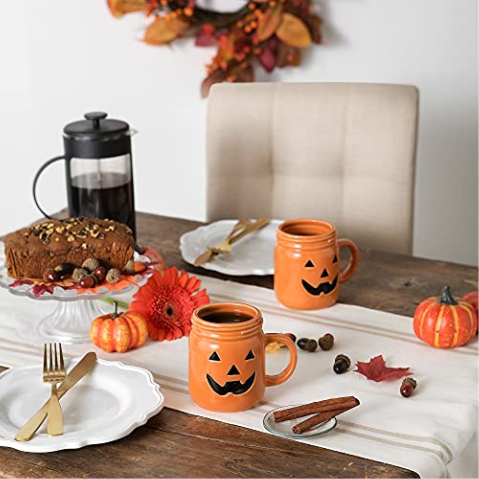 DII Jack O Lantern Jar Ceramic Mug (Set Of 2)