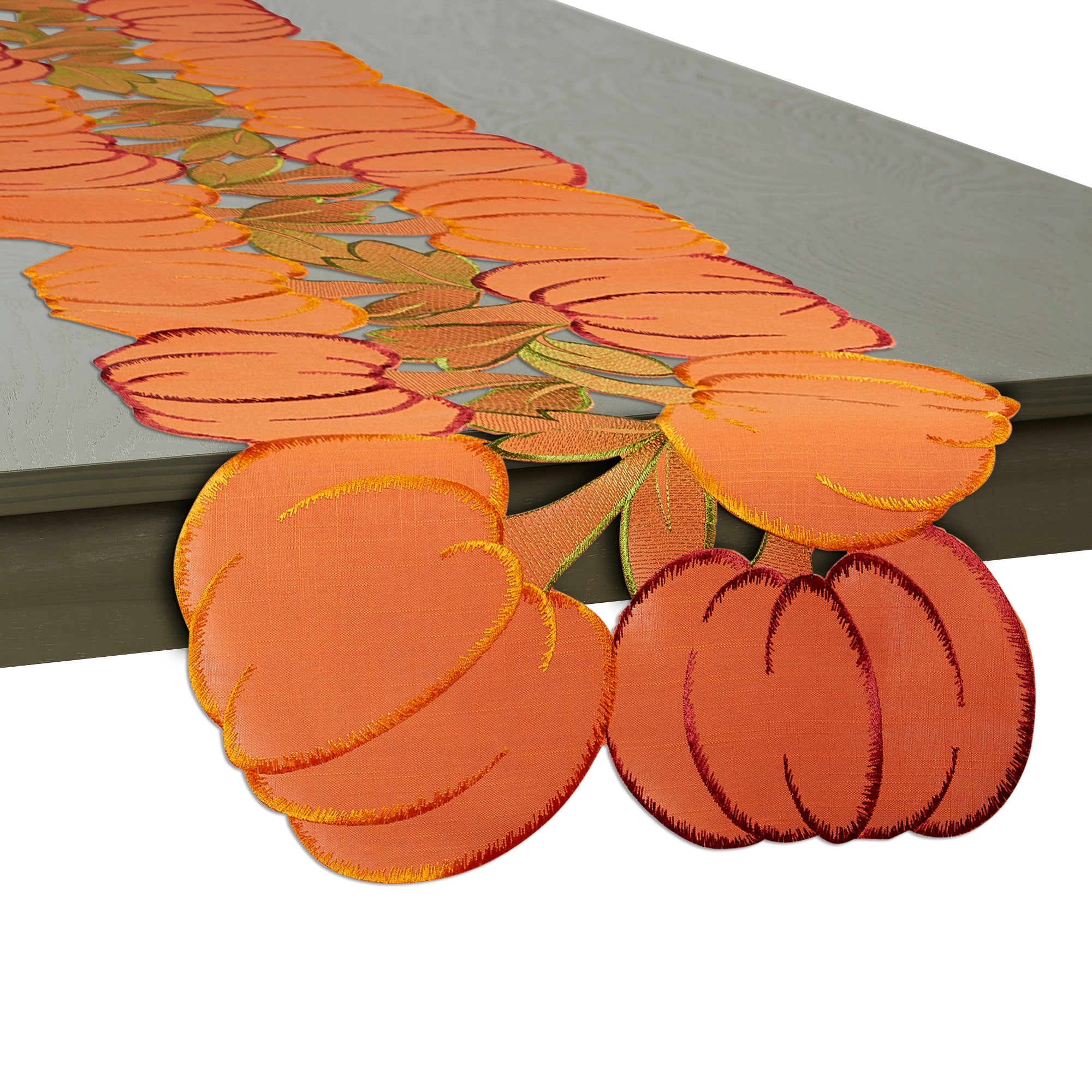 DII Embroidered Pumpkins Table Runner 14x108