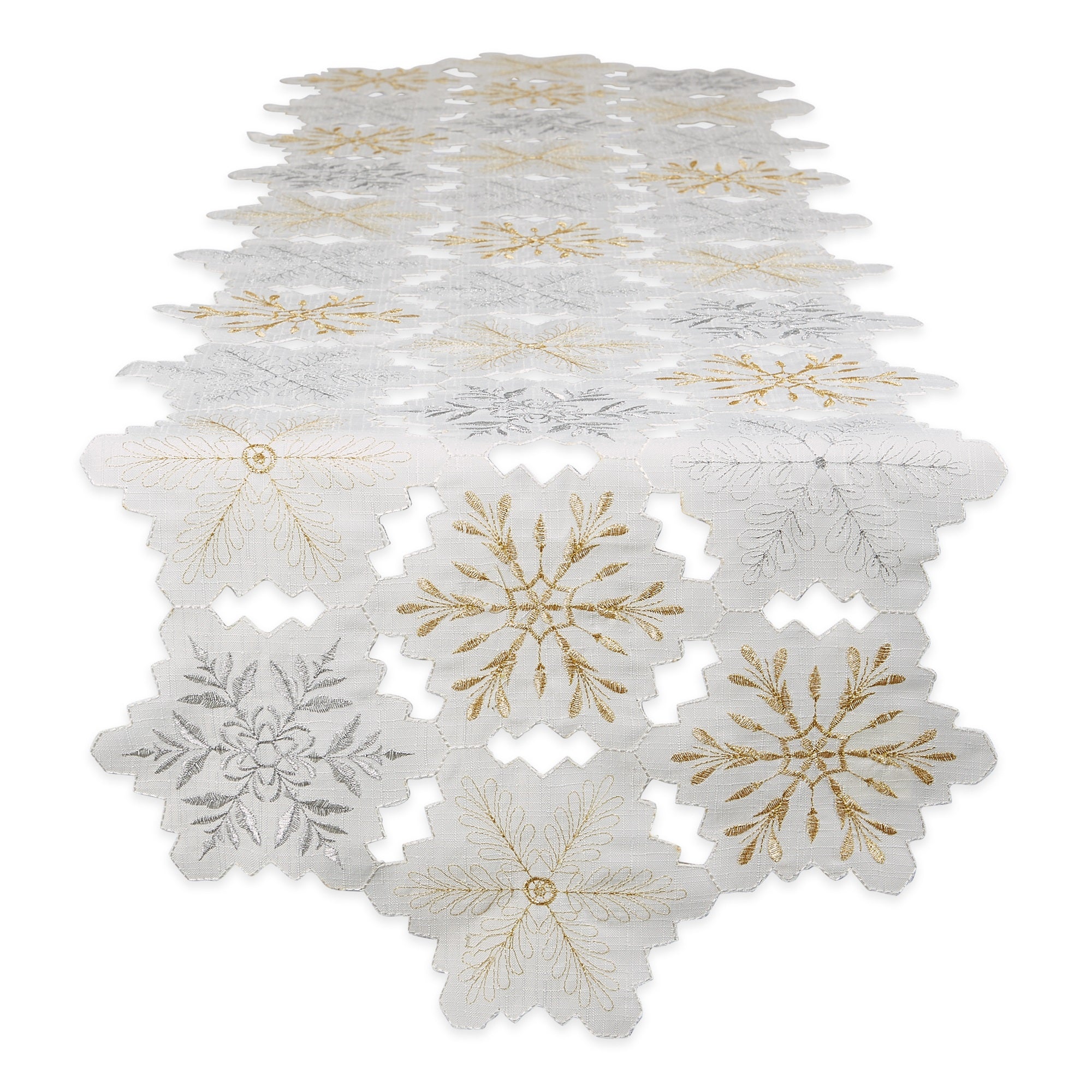 Dii Embroidered Snowflakes Table Runner 14X108