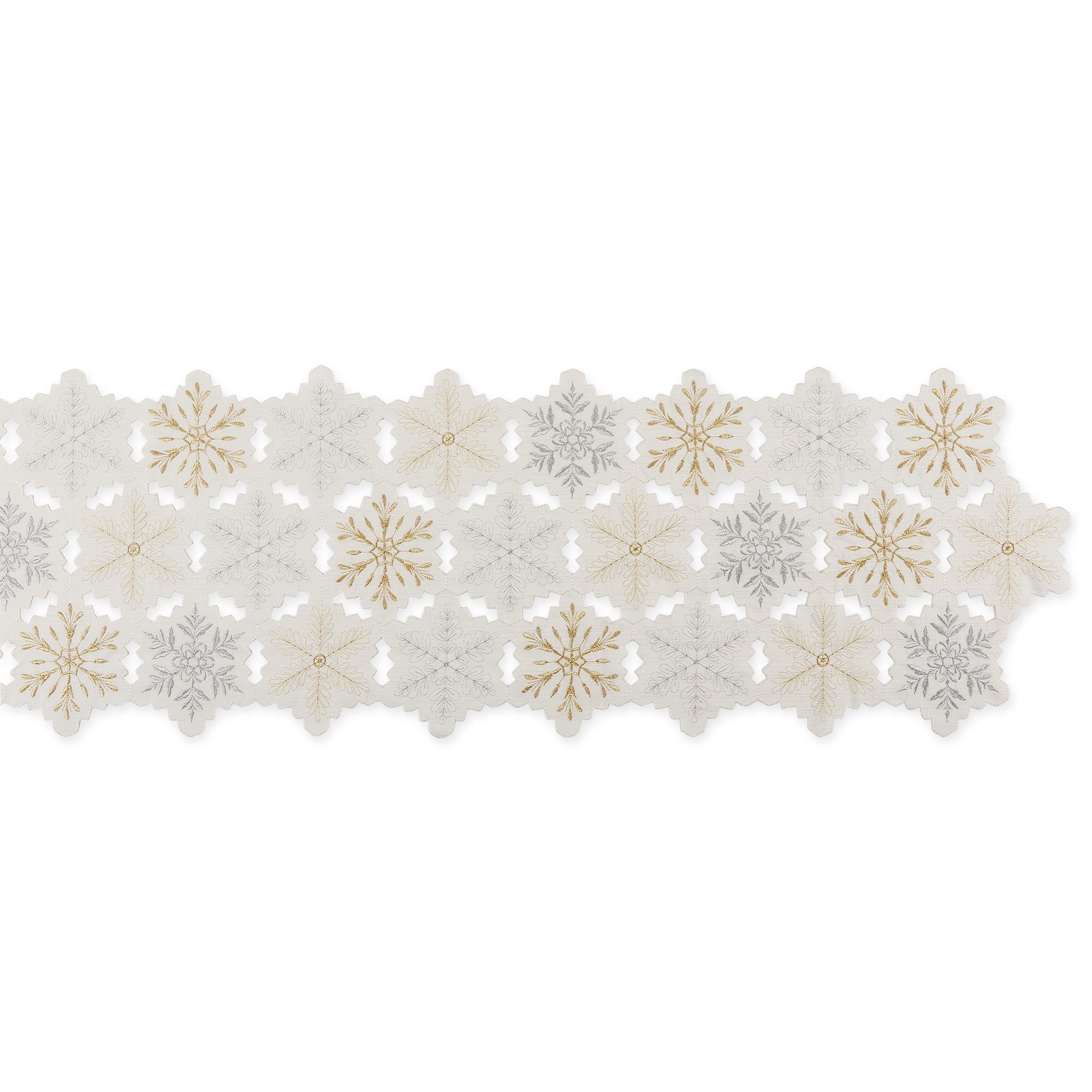 DII Embroidered Snowflakes Table Runner 14x108