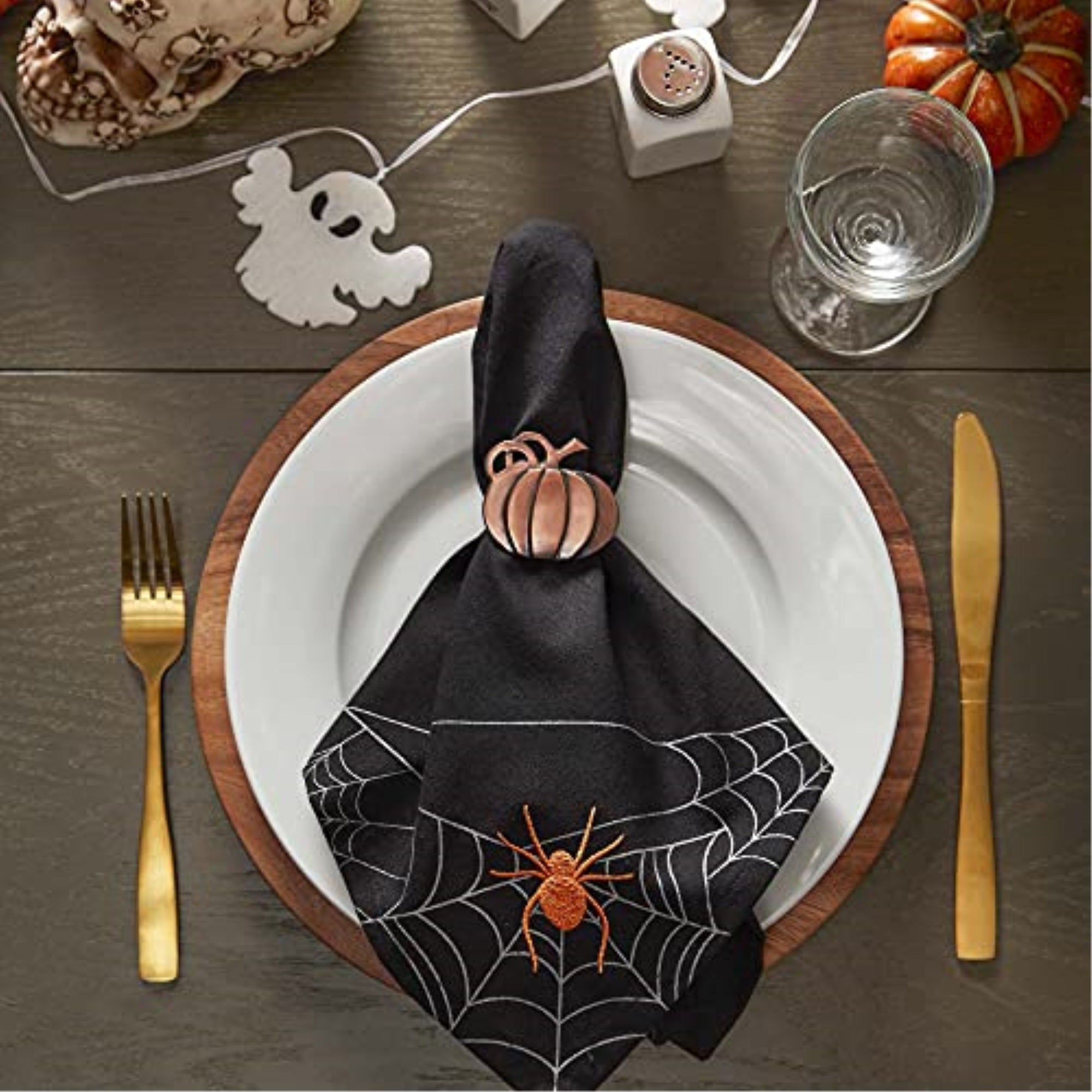 DII Spooky Spiderweb Embellished Napkin (Set of 4)