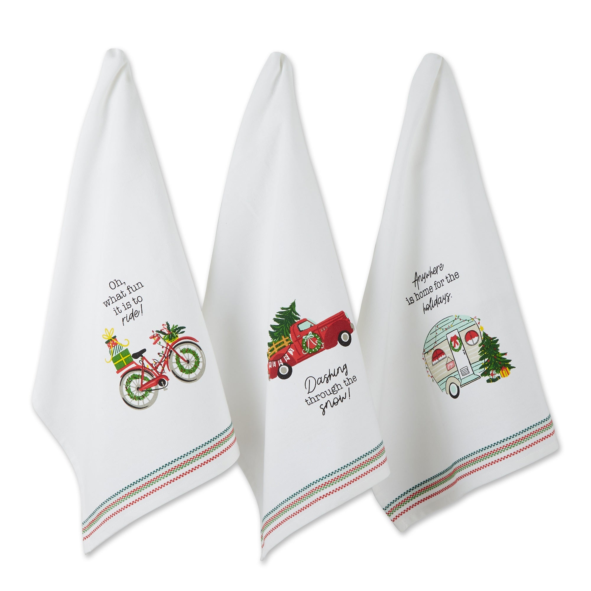 Holidays On Wheels Printed Dishtowel Set/3