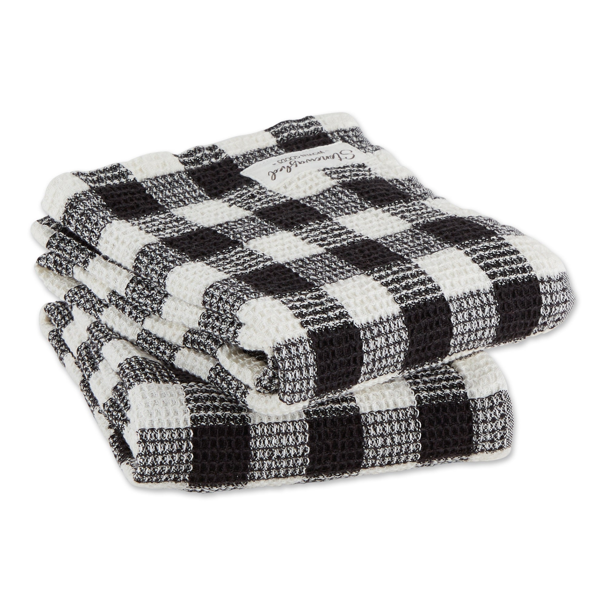 DII Black Checker Washed Waffle Dishtowel (Set of 2)