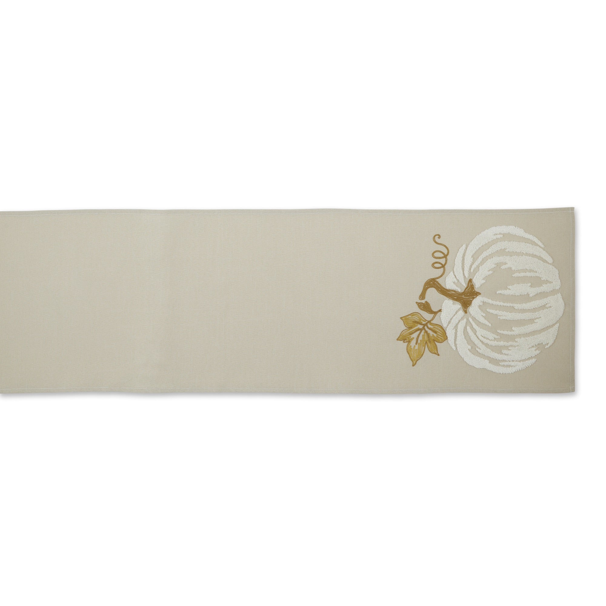 DII White Pumpkin Embroidered Table Runner 14x70