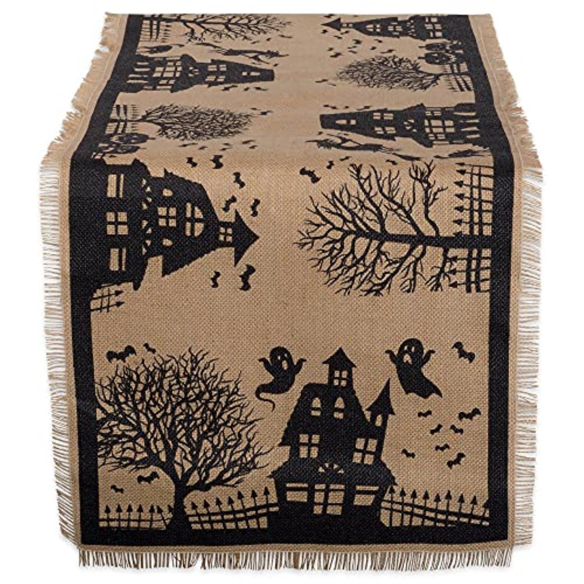 Dii Haunted House Burlap Table Runner 14X113