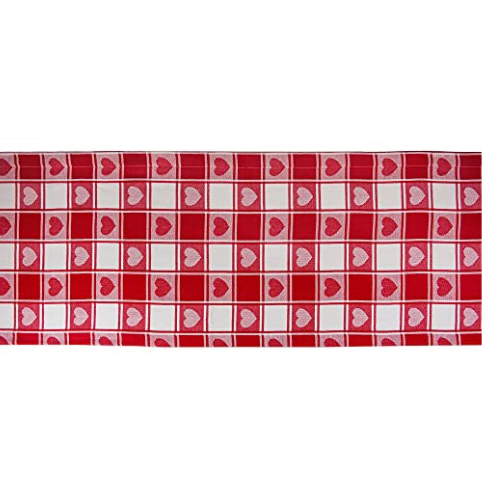 DII Hearts Woven Check Table Runner 14x108''