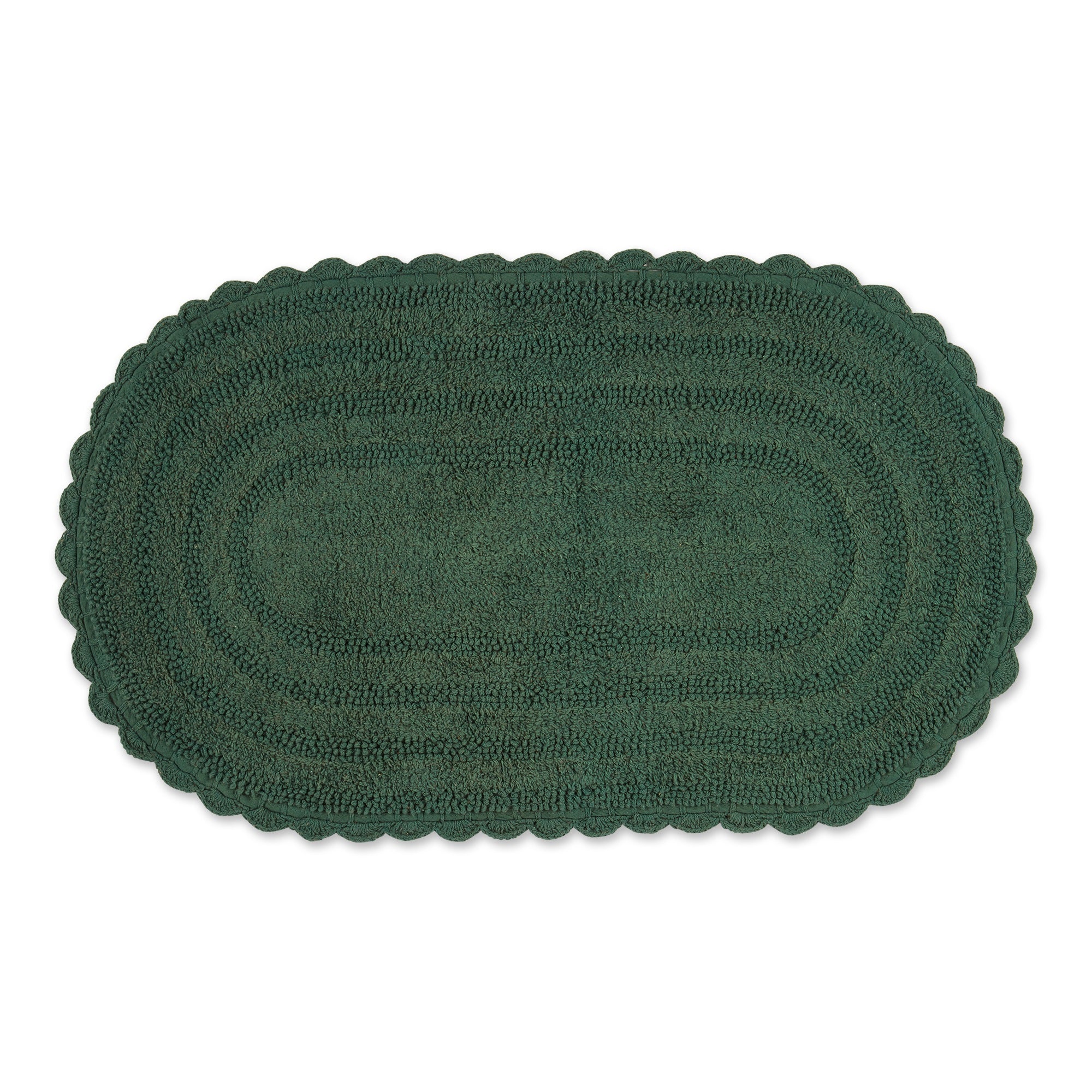 Dii Dark Green Large Oval Crochet Bath Mat