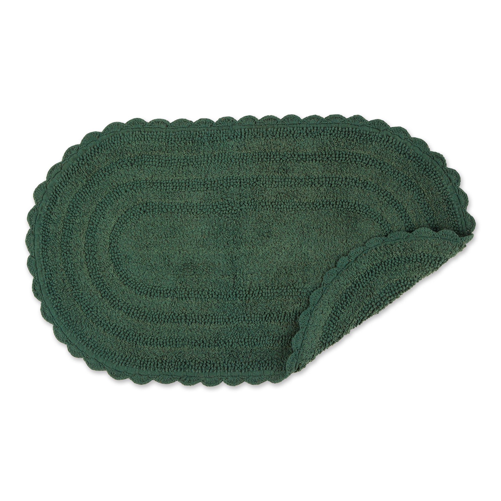 Dii Dark Green Large Oval Crochet Bath Mat