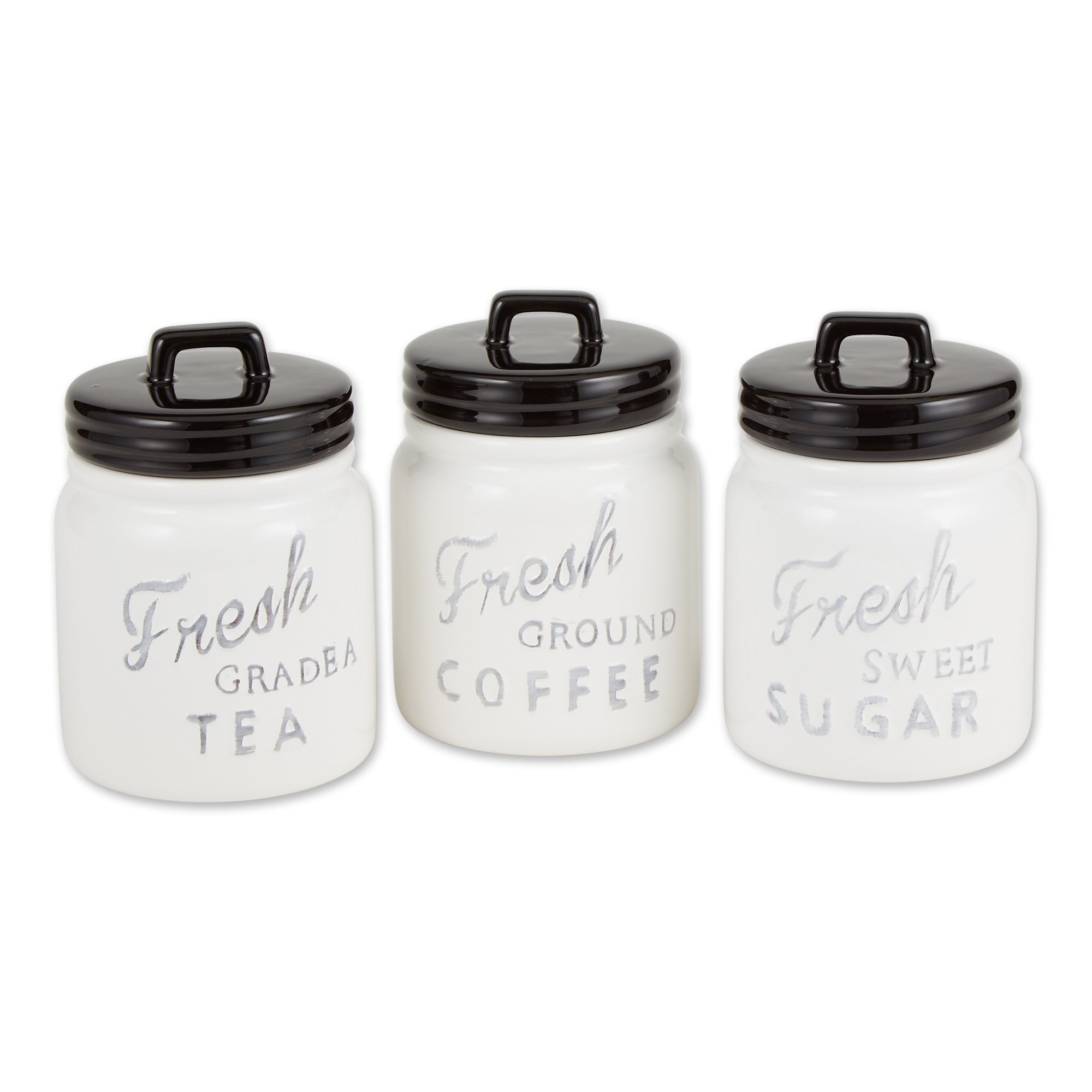 BLACK CERAMIC JAR CANISTER SET/3