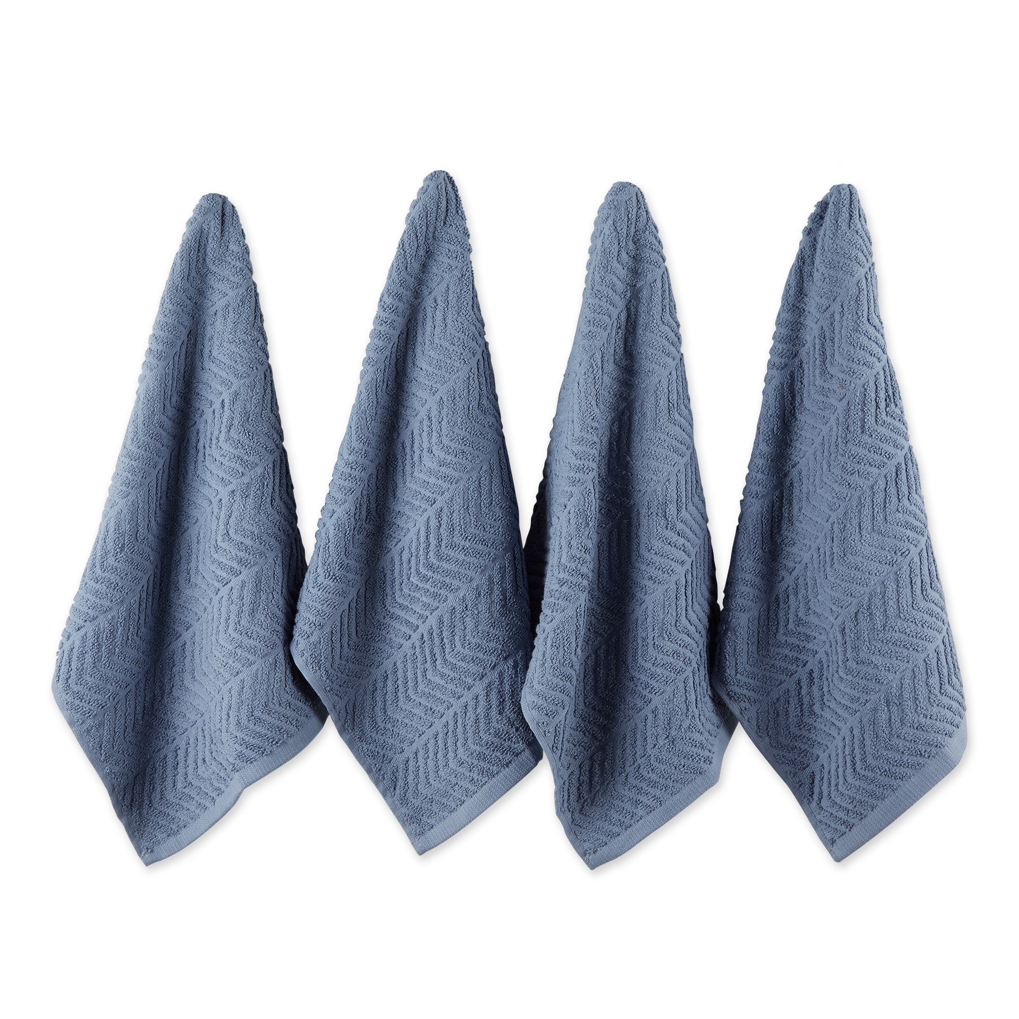 Dii Stonewash Blue  Chevron Luxury Barmop (Set Of 4)