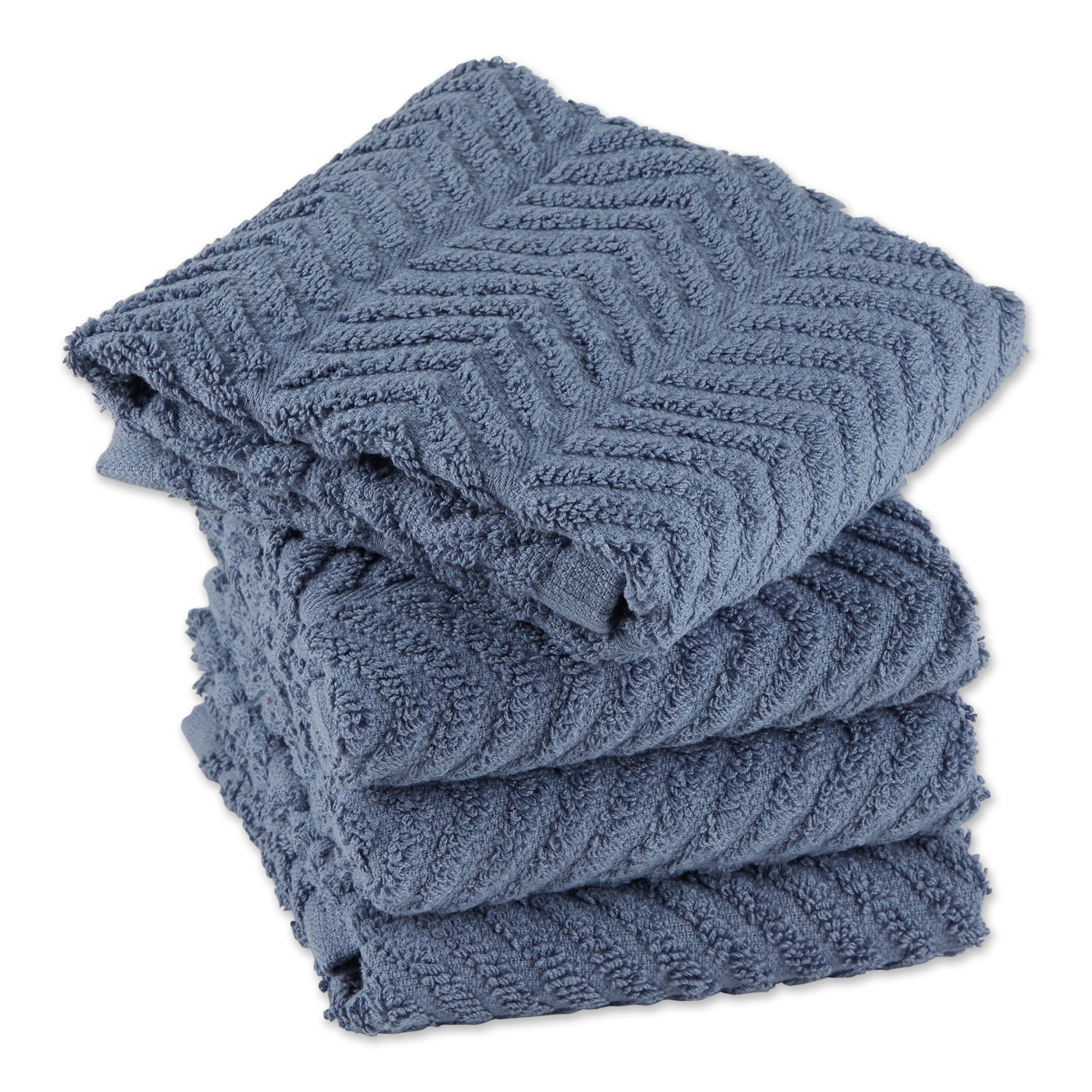 DII Stonewash Blue  Chevron Luxury Barmop (Set of 4)