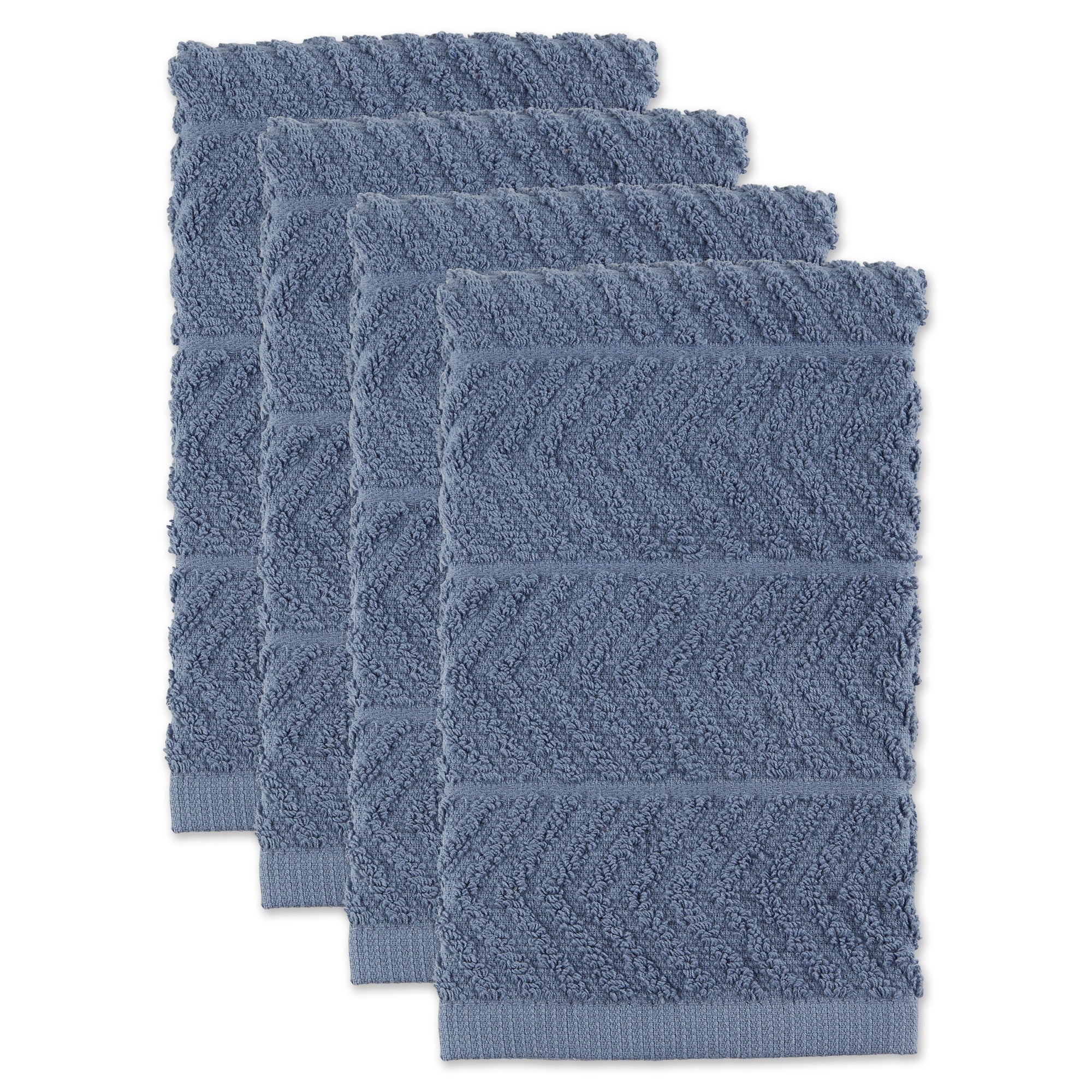 DII Stonewash Blue  Chevron Luxury Barmop (Set of 4)