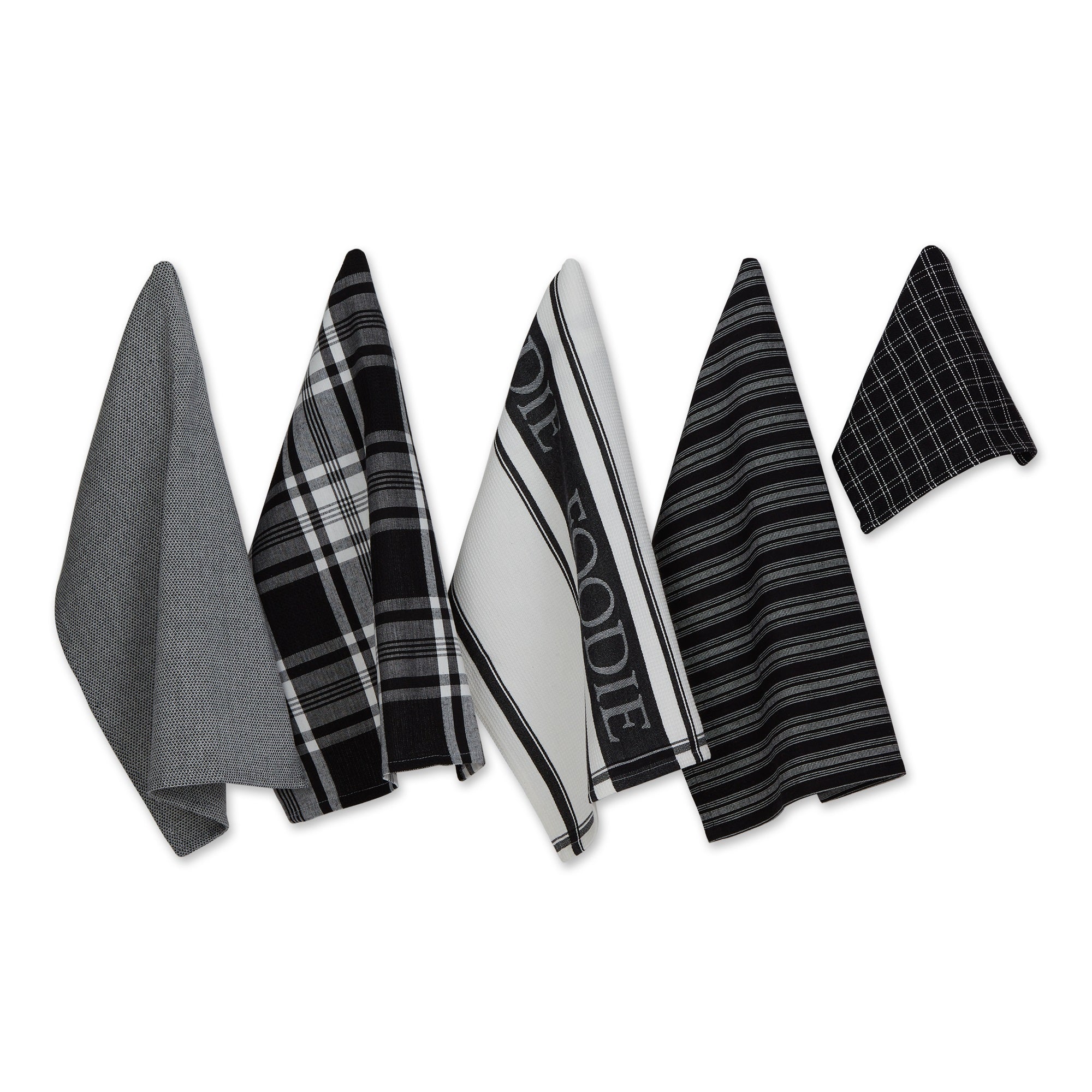 Dii Asst Black Foodie Dishtowel And Dishcloth 5 Piece