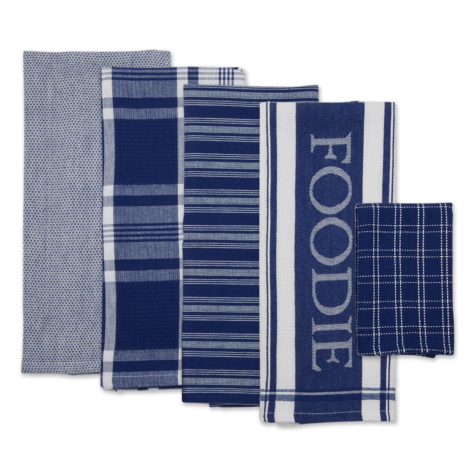 DII Asst Nautical Blue Foodie Dishtowel And Dishcloth 5 Piece