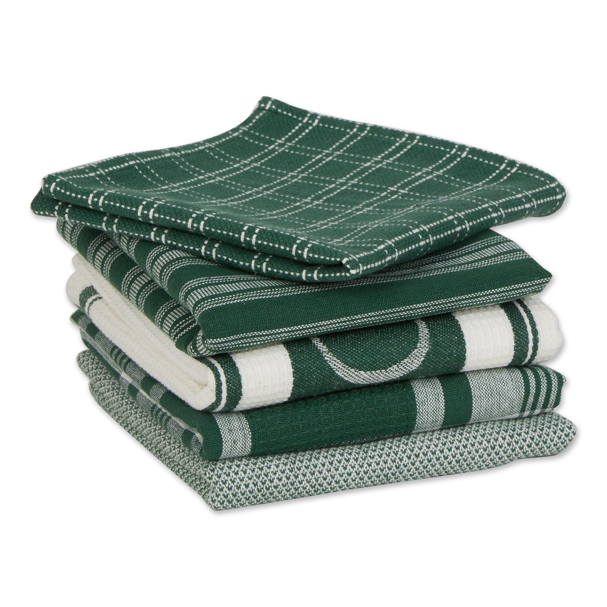 DII Asst Dark Green Foodie Dishtowel And Dishcloth 5 Piece