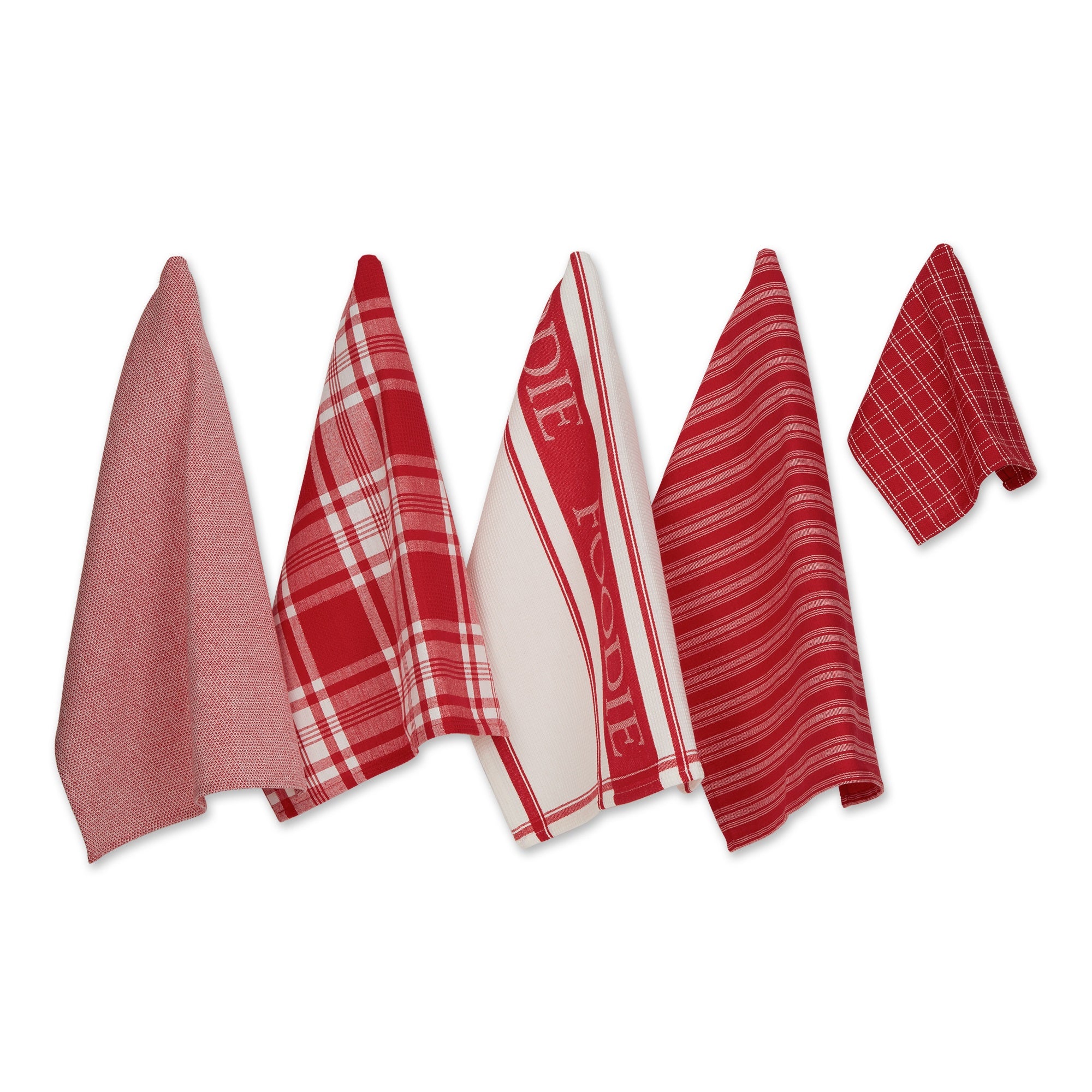 Dii Asst Red Foodie Dishtowel And Dishcloth 5 Piece