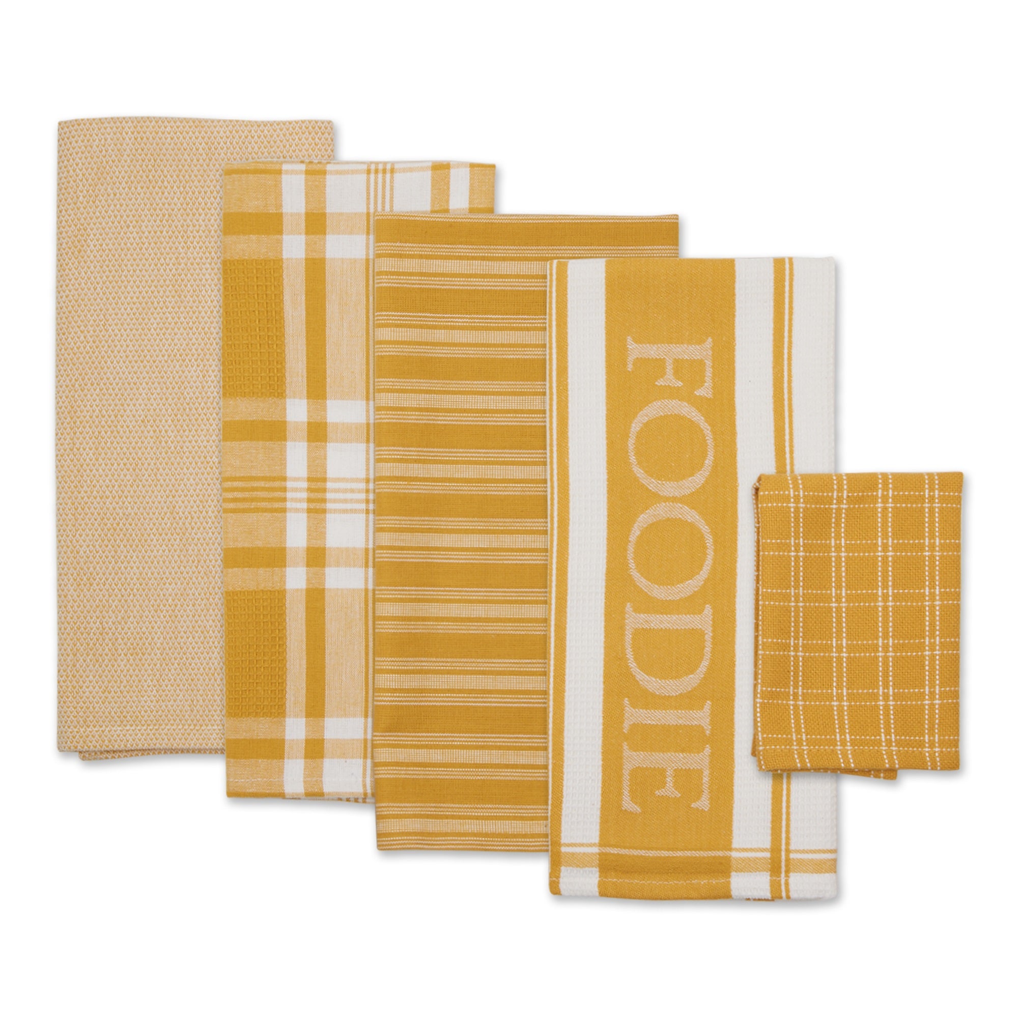 DII Asst Honey Gold Foodie Dishtowel And Dishcloth 5 Piece