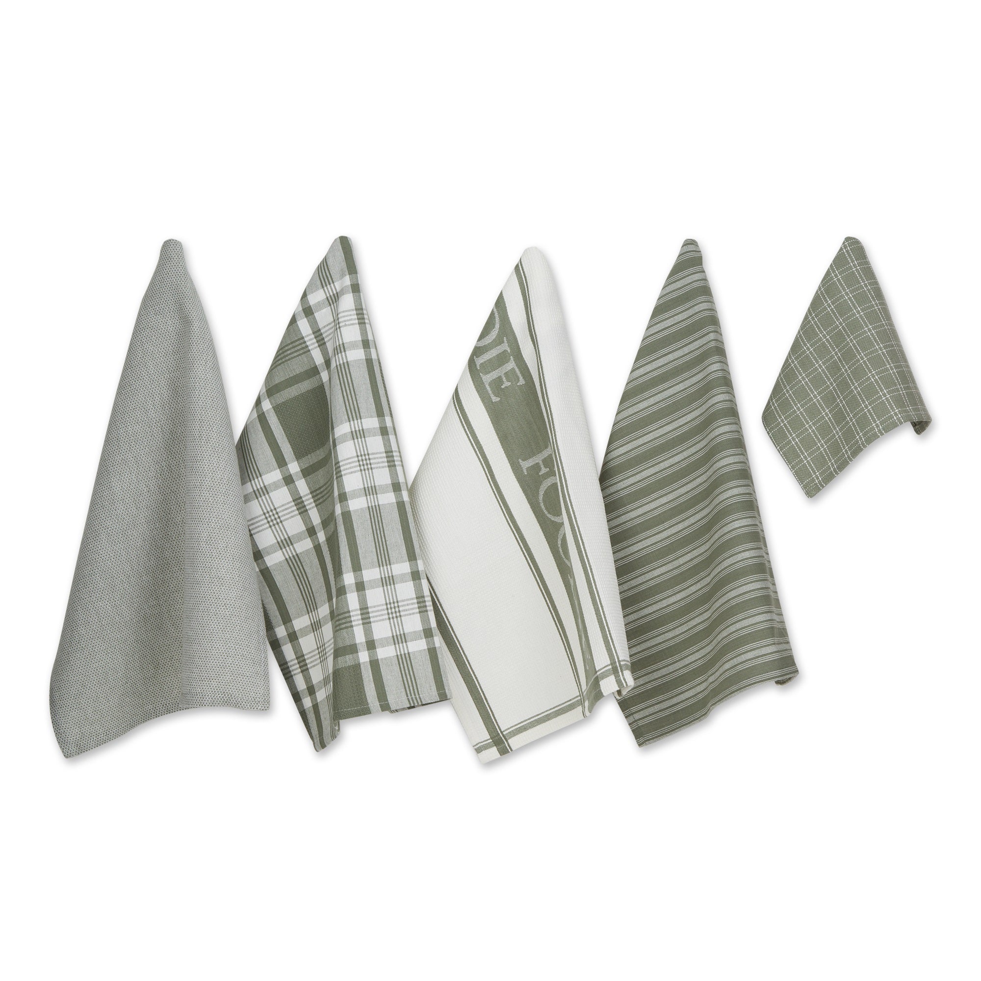 Dii Asst Artichoke Green Foodie Dishtowel And Dishcloth 5 Piece