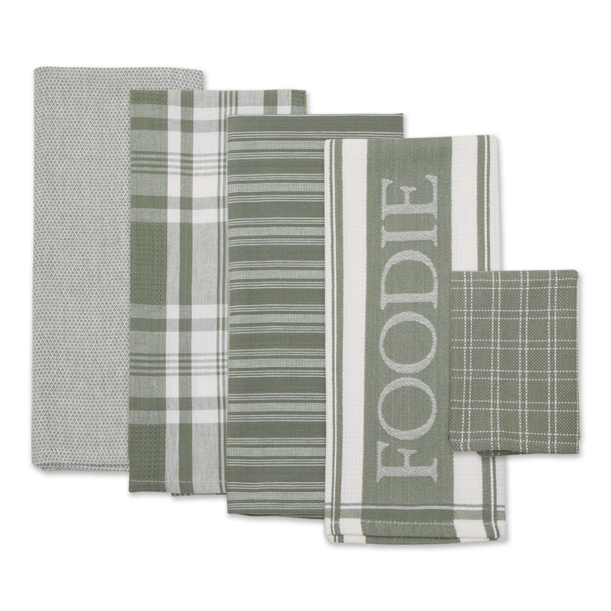 DII Asst Artichoke Green Foodie Dishtowel And Dishcloth 5 Piece