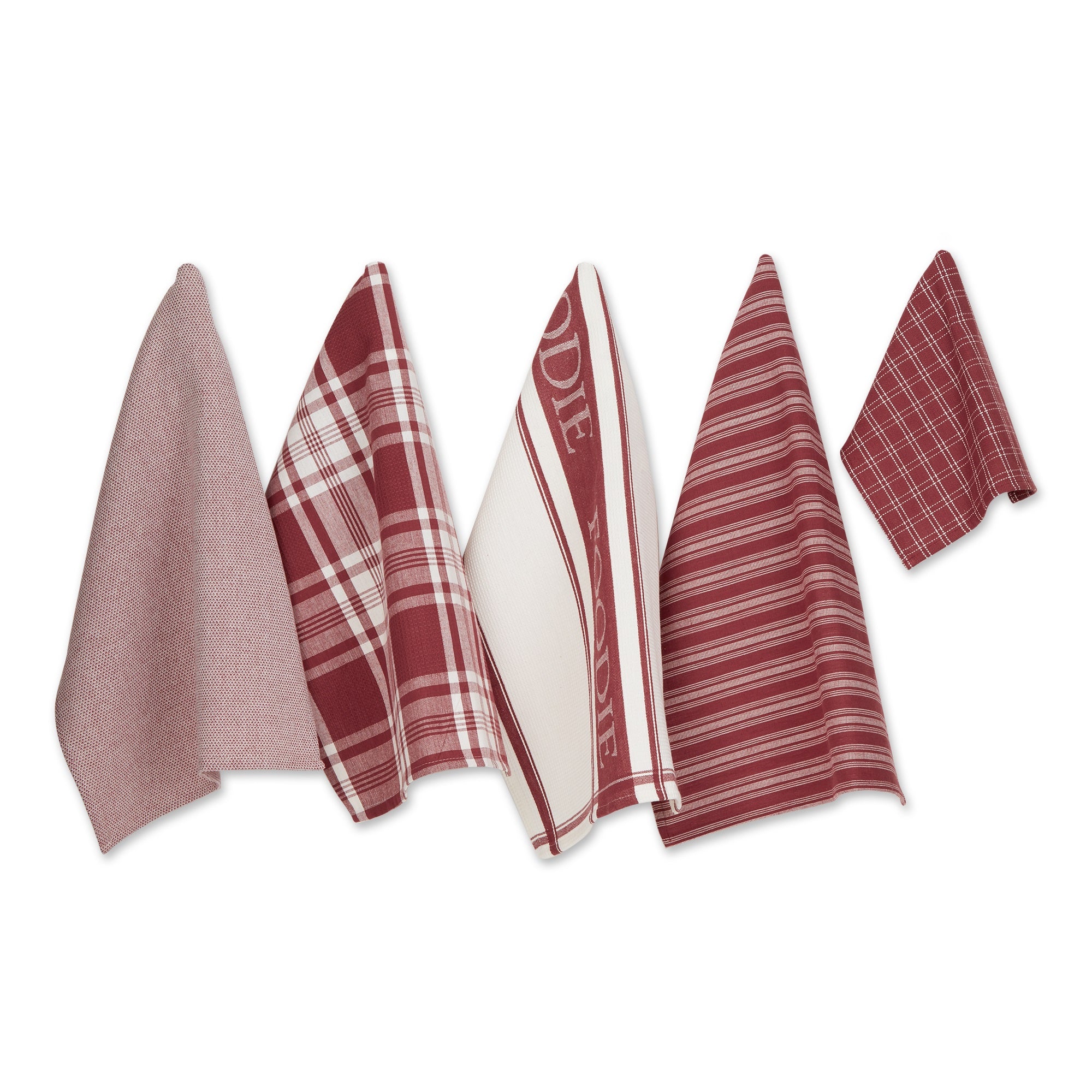Dii Asst Barn Red Foodie Dishtowel And Dishcloth 5 Piece