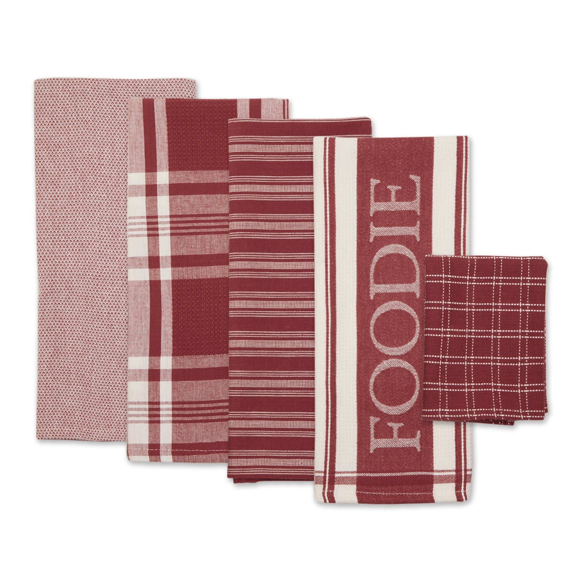 DII Asst Barn Red Foodie Dishtowel And Dishcloth 5 Piece