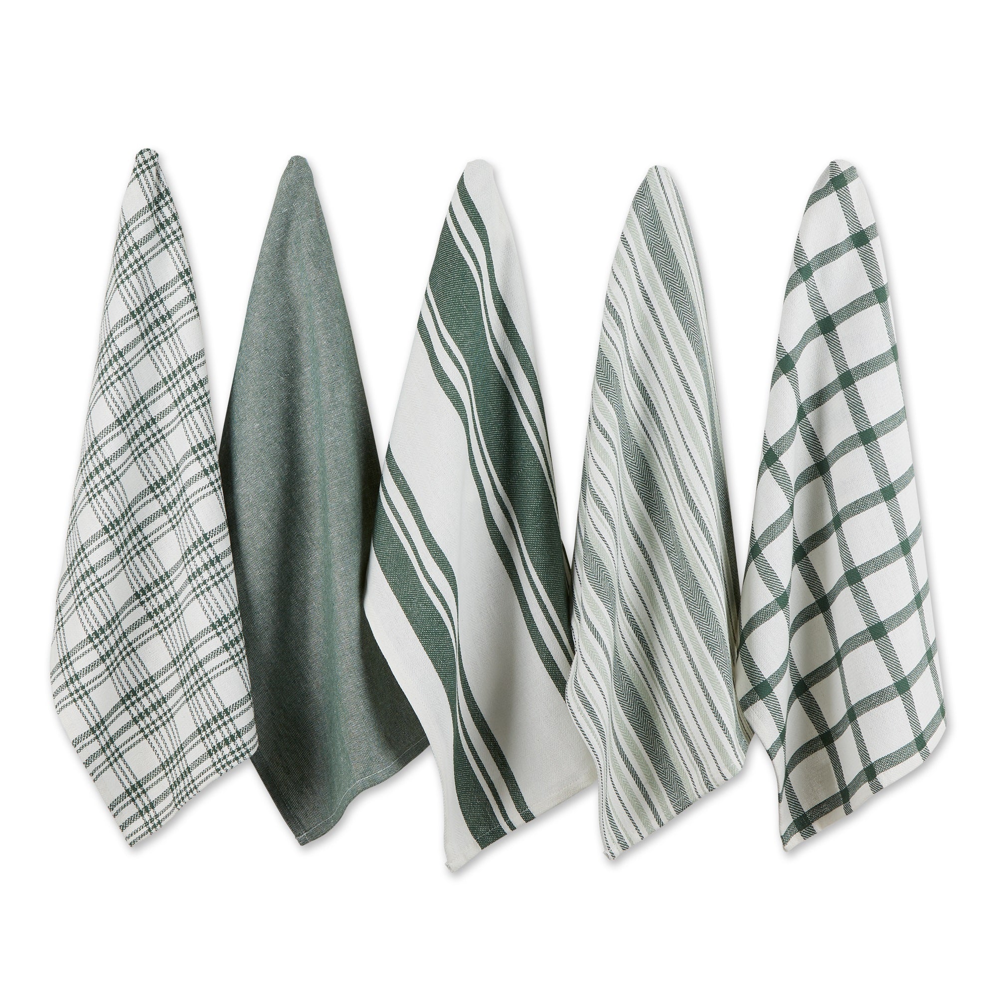 Dii Asst Dark Green Woven Dishtowels (Set Of 5)