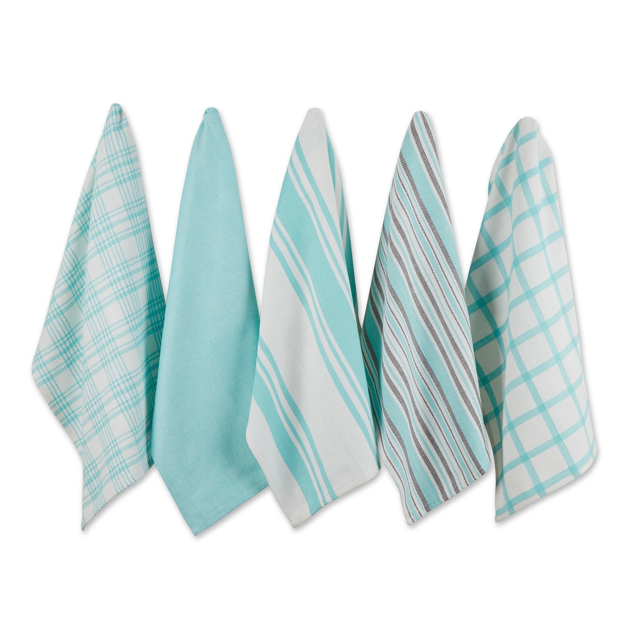 Dii Asst Aqua Woven Dishtowels (Set Of 5)