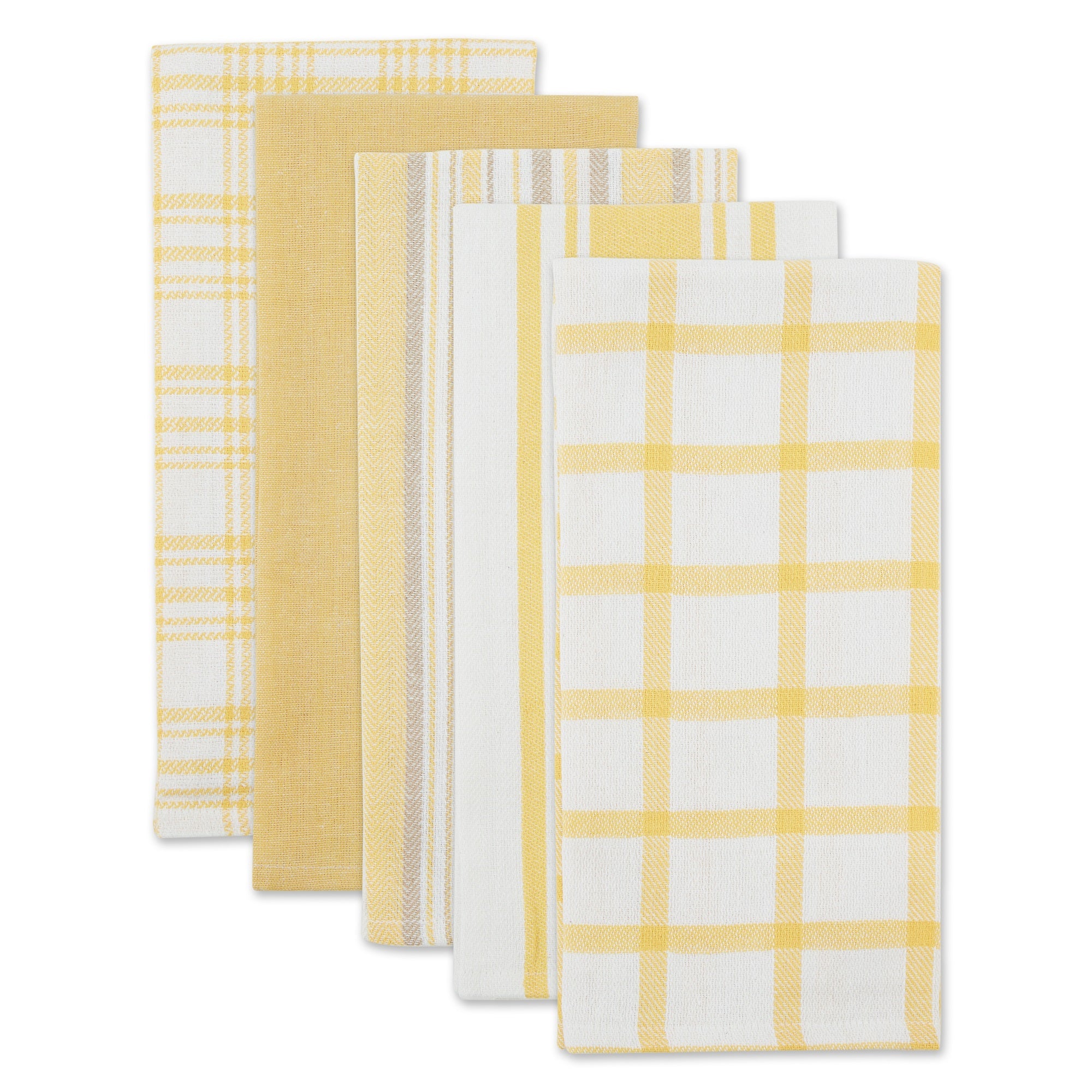 DII Asst Yellow Woven Dishtowels (Set of 5)