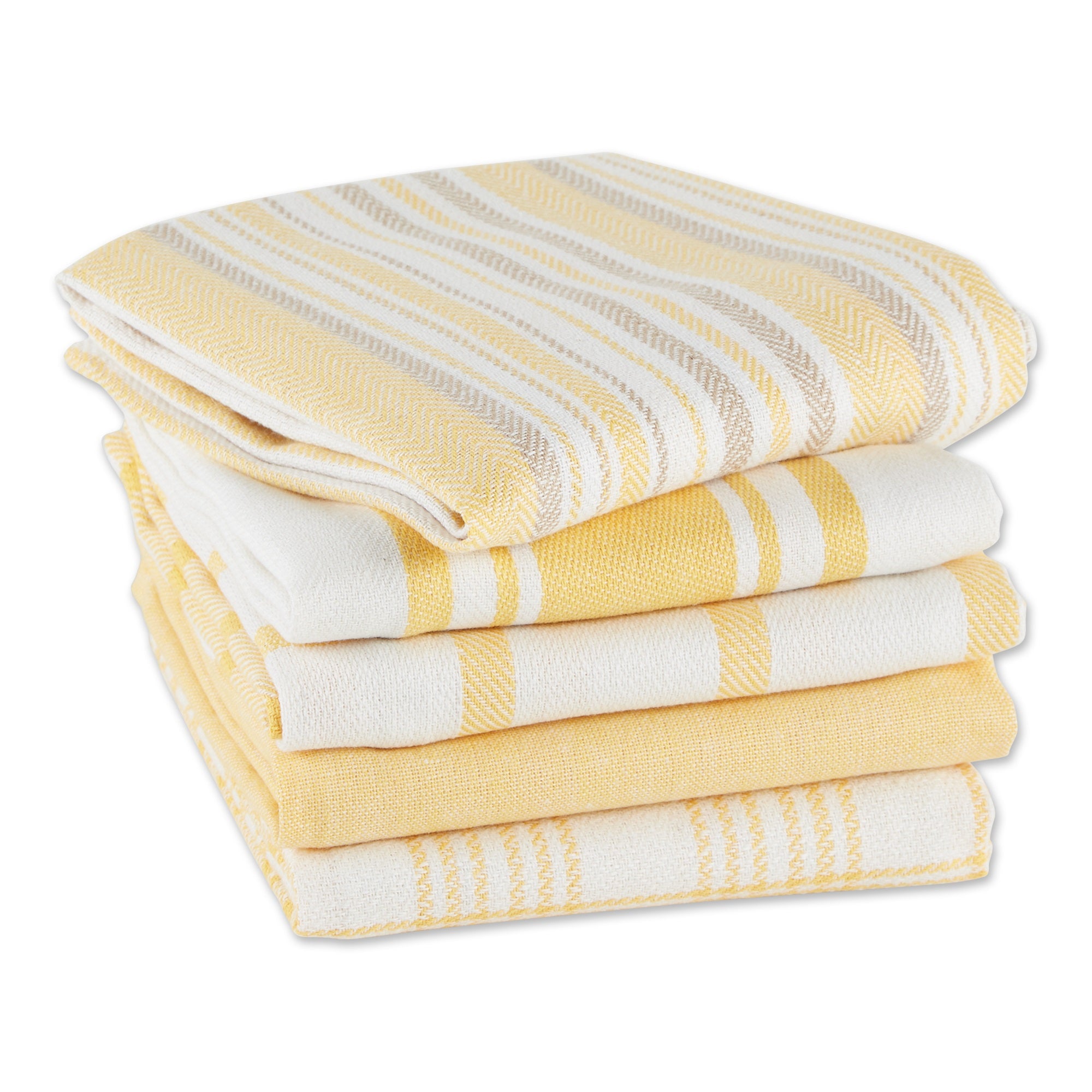 DII Asst Yellow Woven Dishtowels (Set of 5)