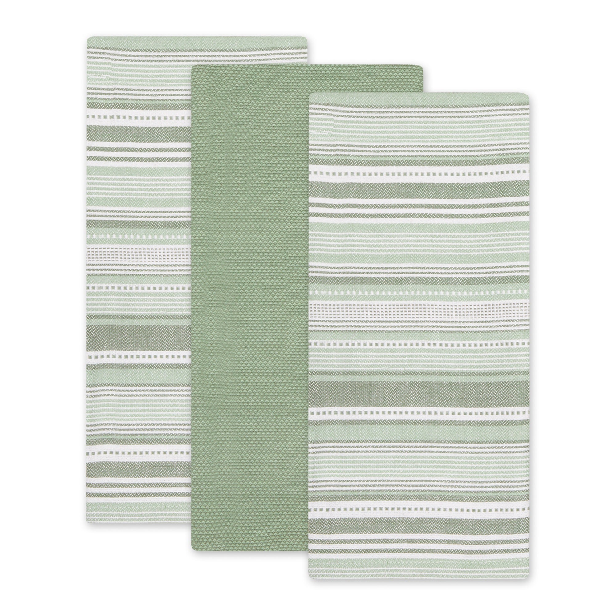 DII Artichoke Green Urban Stripe Dishtowel (Set of 3)