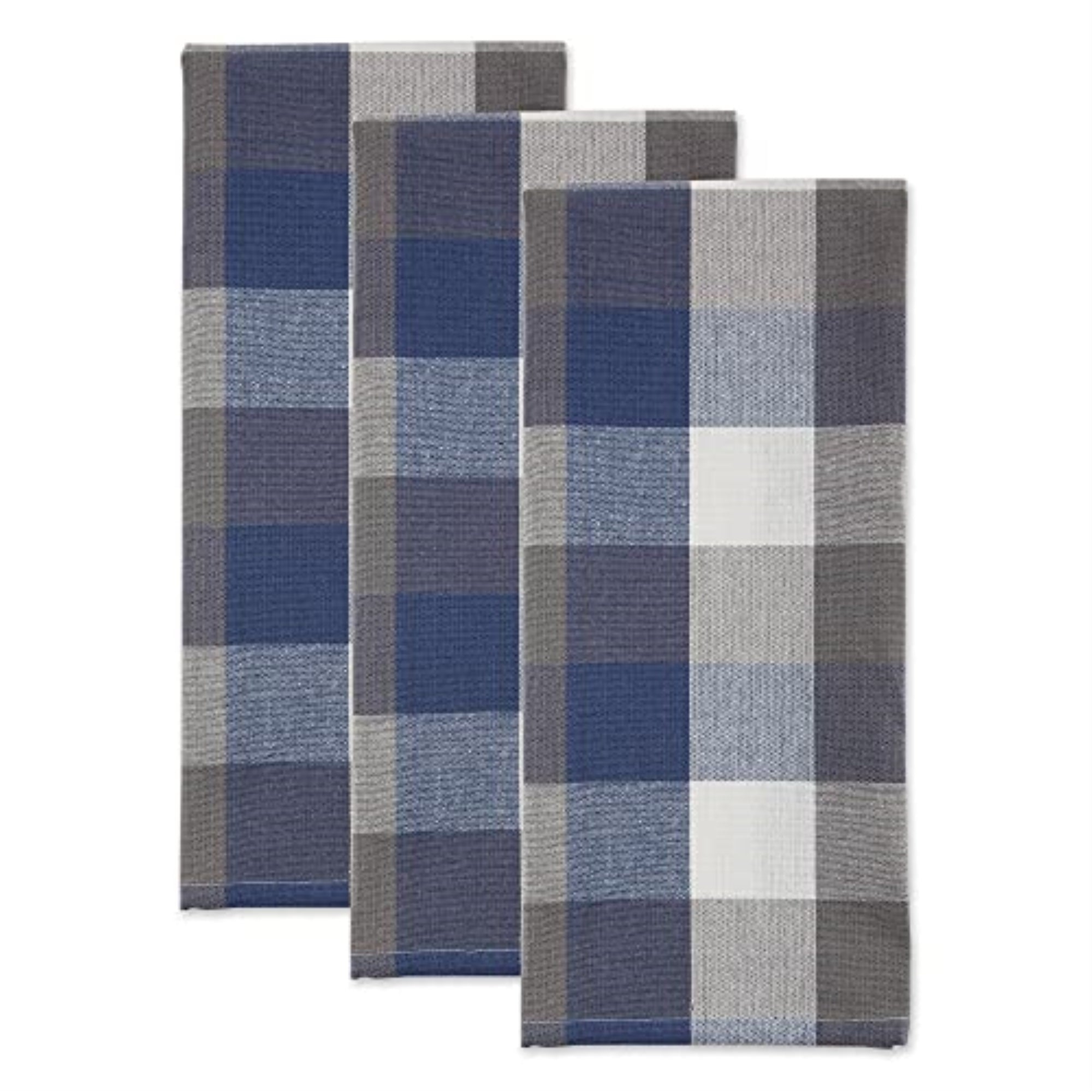 DII French Blue Tri Color Check Dishtowel (Set of 3)