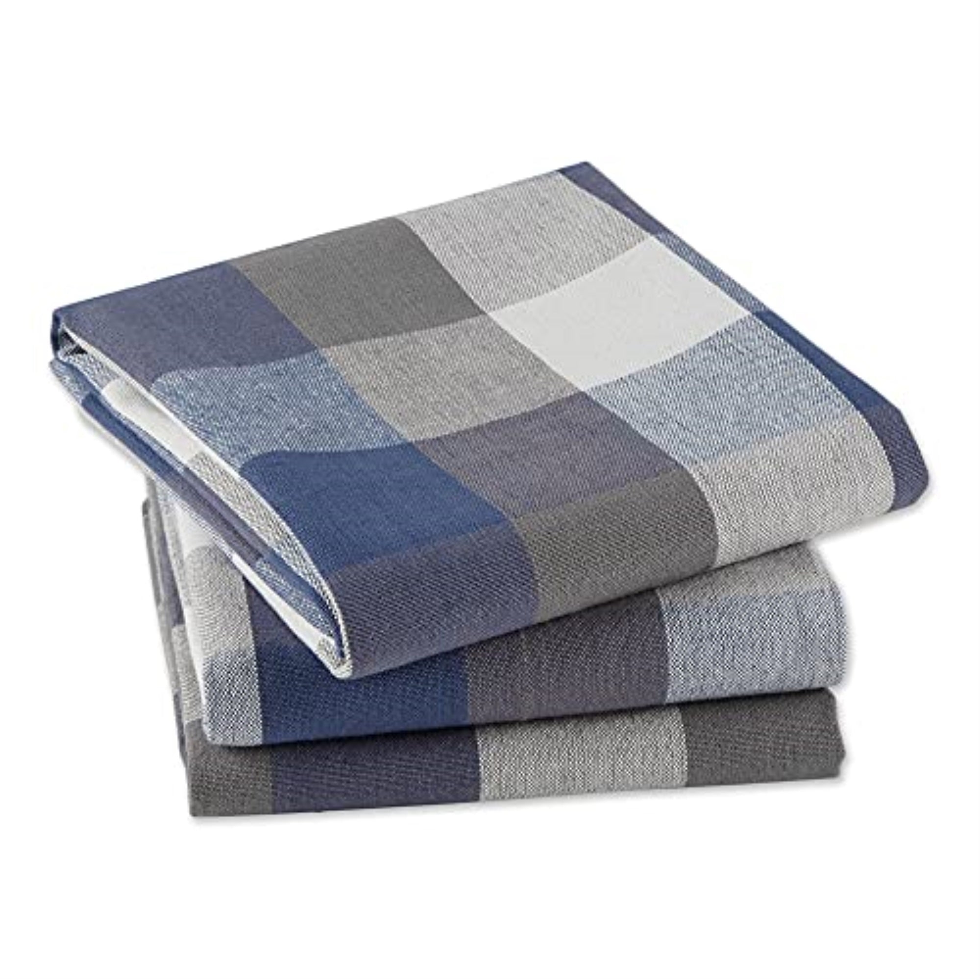 DII French Blue Tri Color Check Dishtowel (Set of 3)