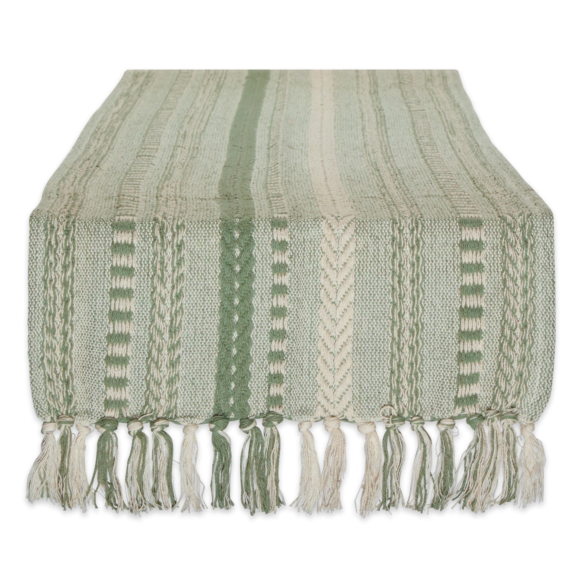 Dii Artichoke Green Braided Stripe Table Runner 15X108