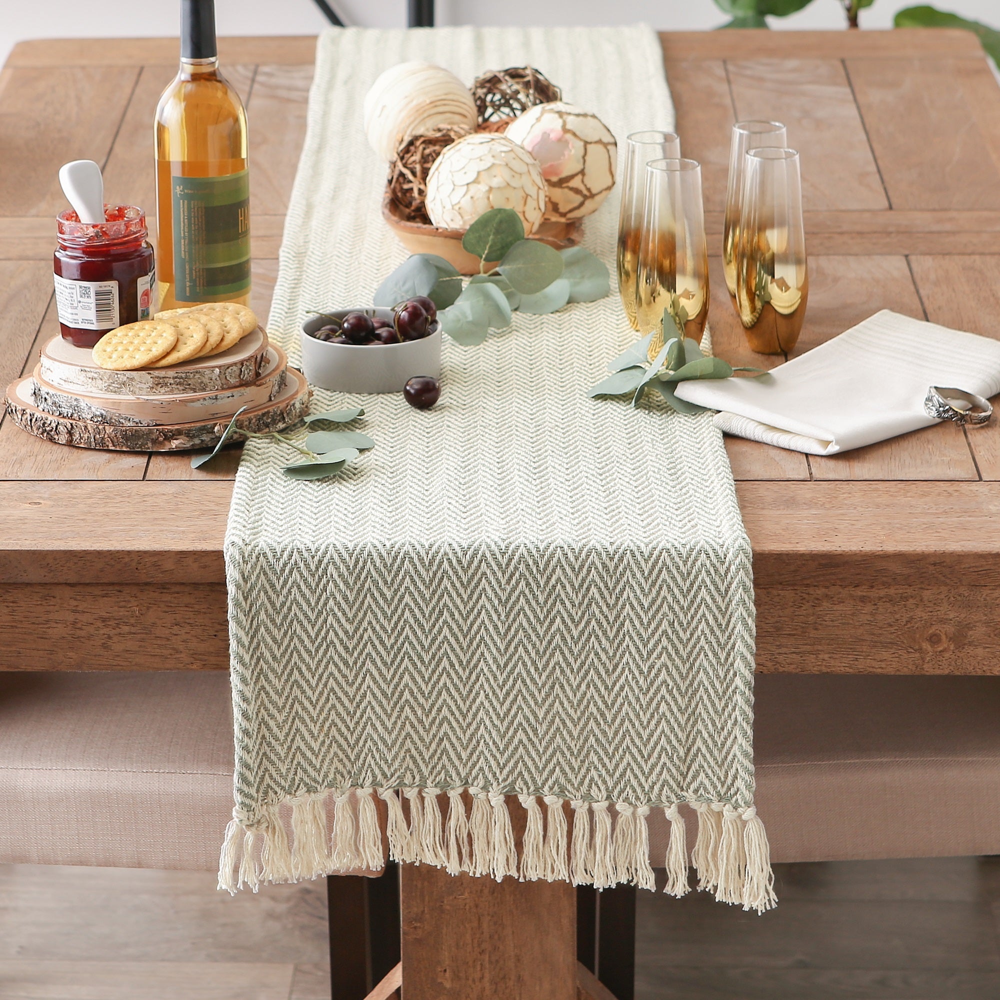 DII Artichoke Chevron Table Runner 15x108