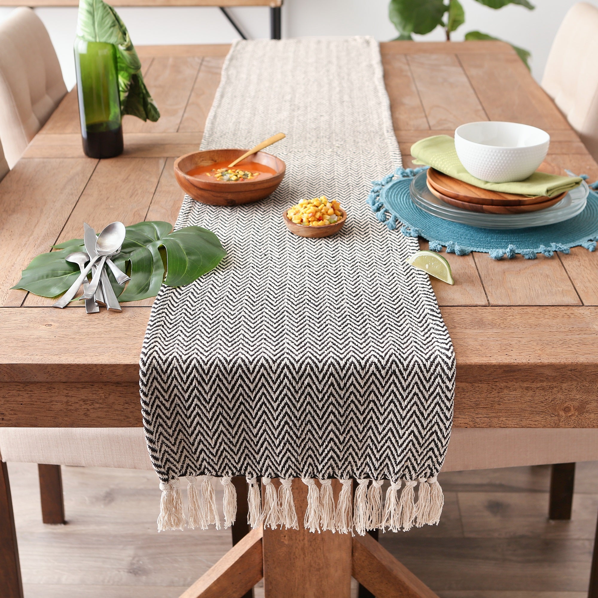 DII Black Chevron Table Runner 15x108