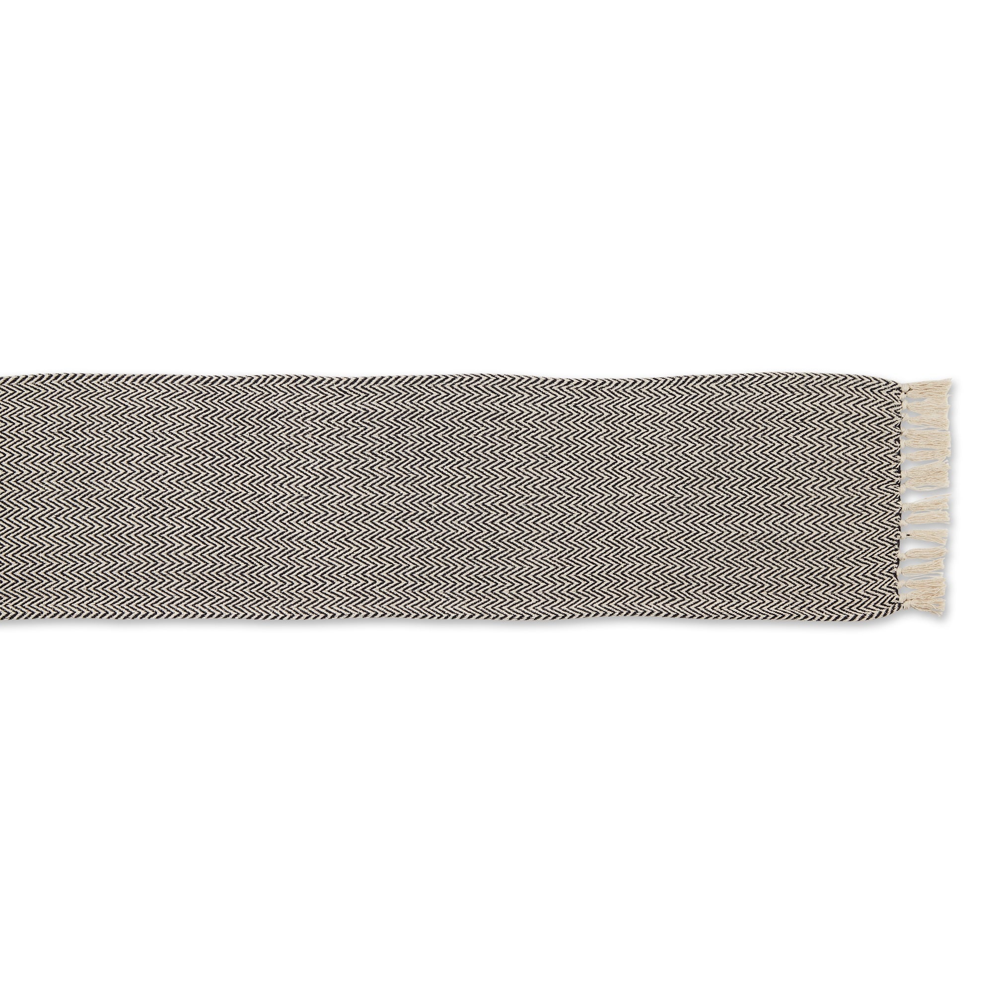 DII Black Chevron Handloom Table Runner 15x72