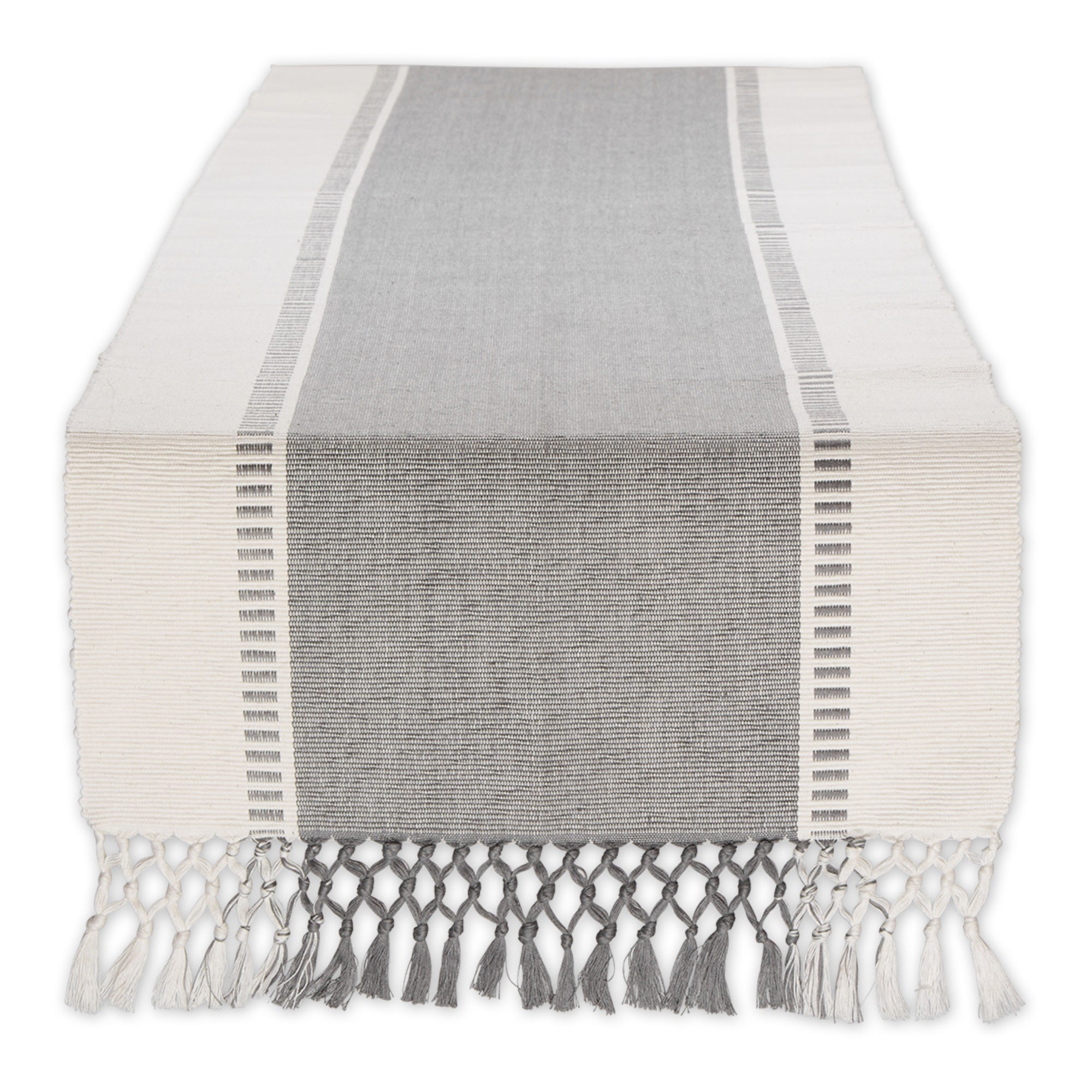 Cool Gray Dobby Stripe Ribbed Table Runner 13X72